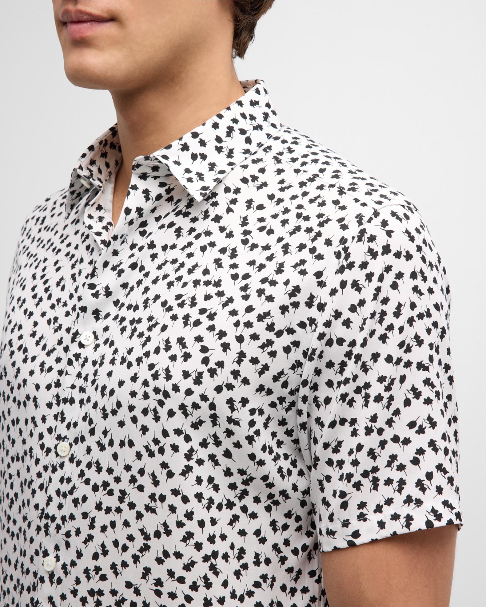 Theory Men's Irving Dash Print Button Down Shirt - Long Sleeve, Stretch Woven