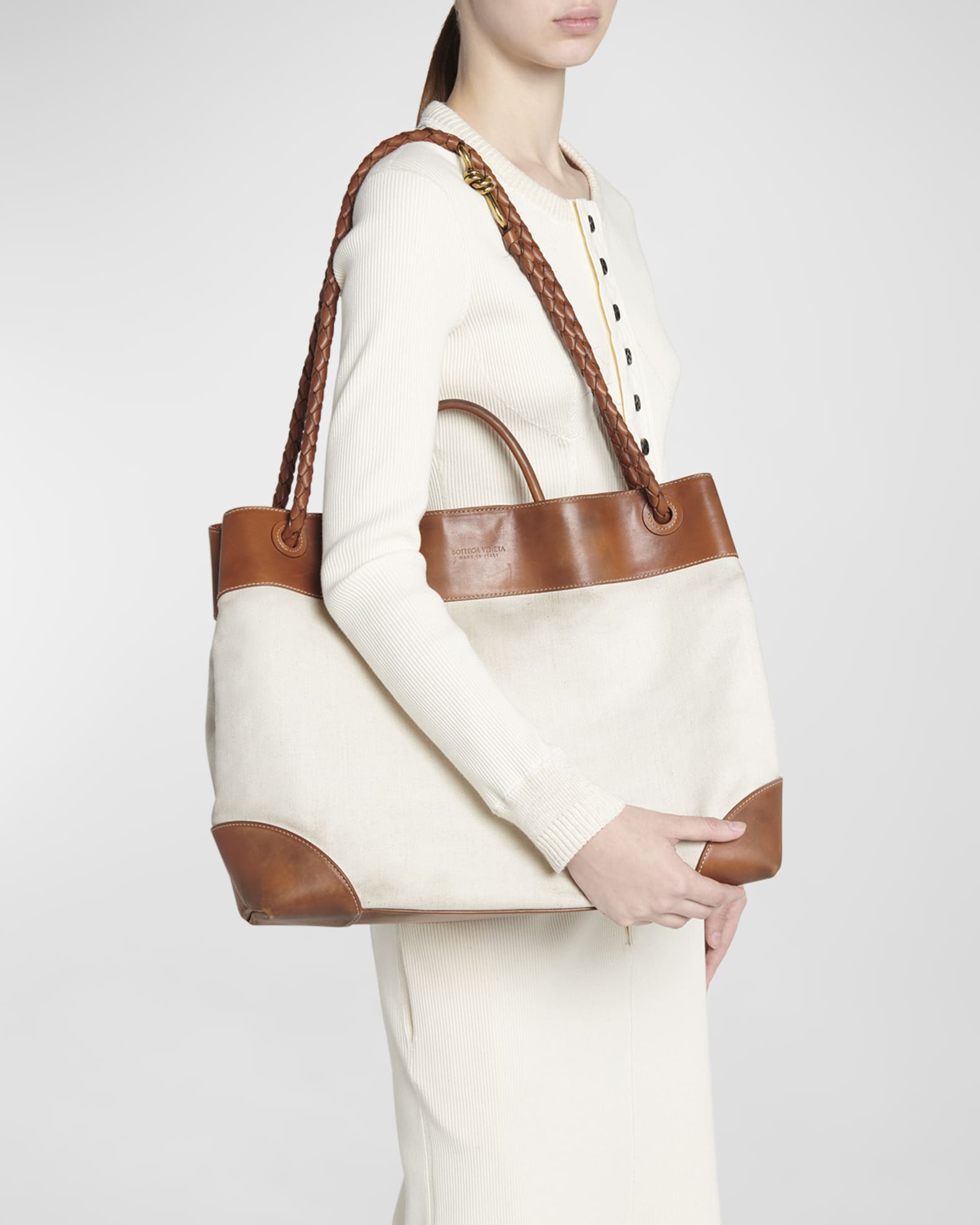 LARGE ANDIAMO BACKPACK 48 IN LIGHT WOOF CALFSKIN AND CANVAS