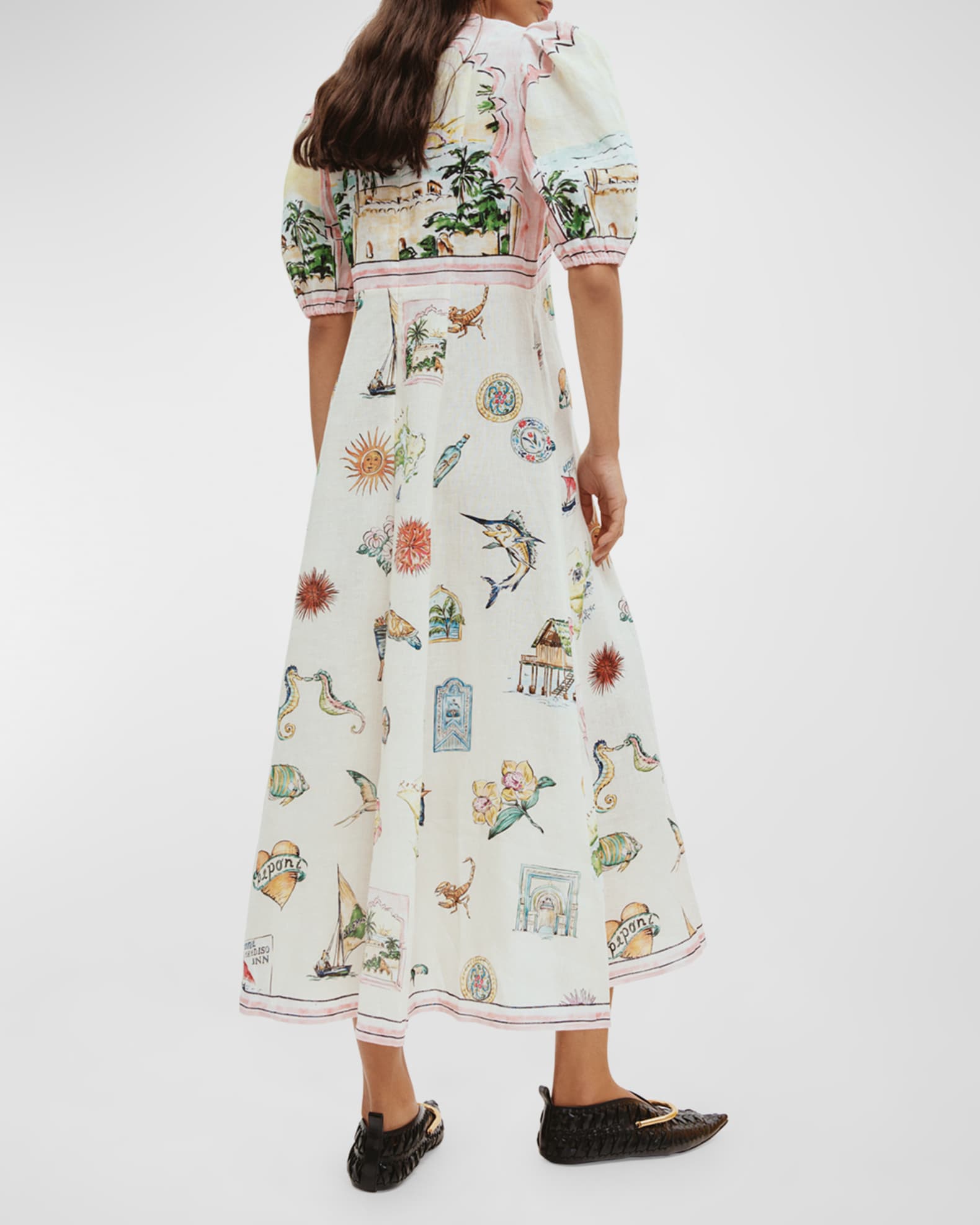Yolaina® | Printed Linen Midi Dress main image 1