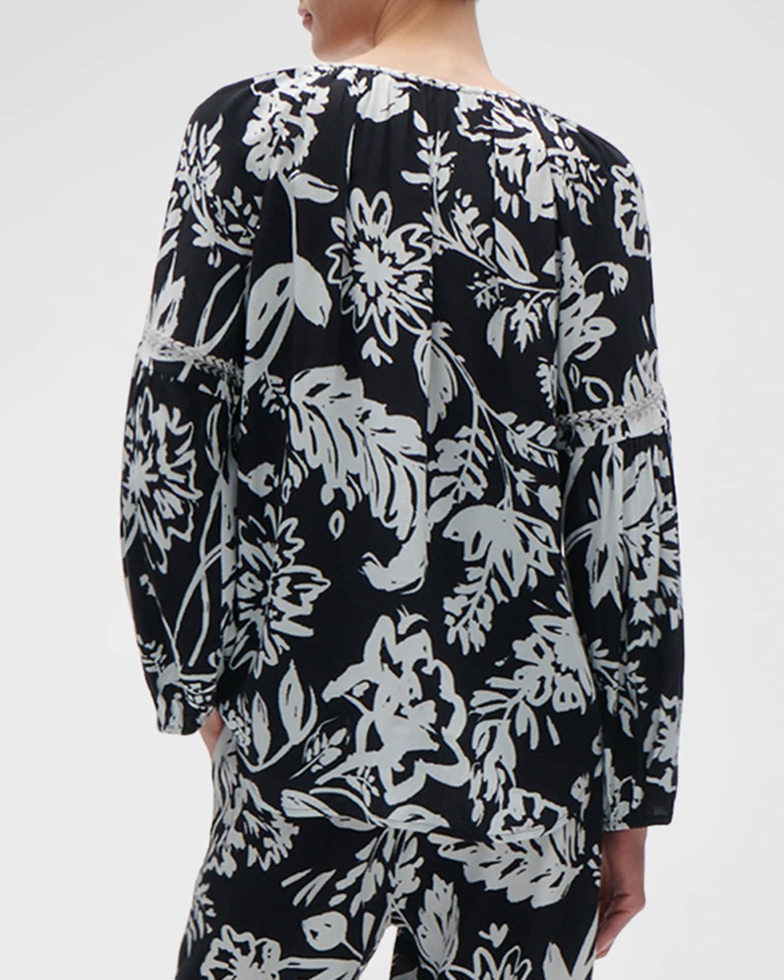 Figue Tula Floral Embroidered Long-Sleeve Peasant Top | Neiman Marcus image.