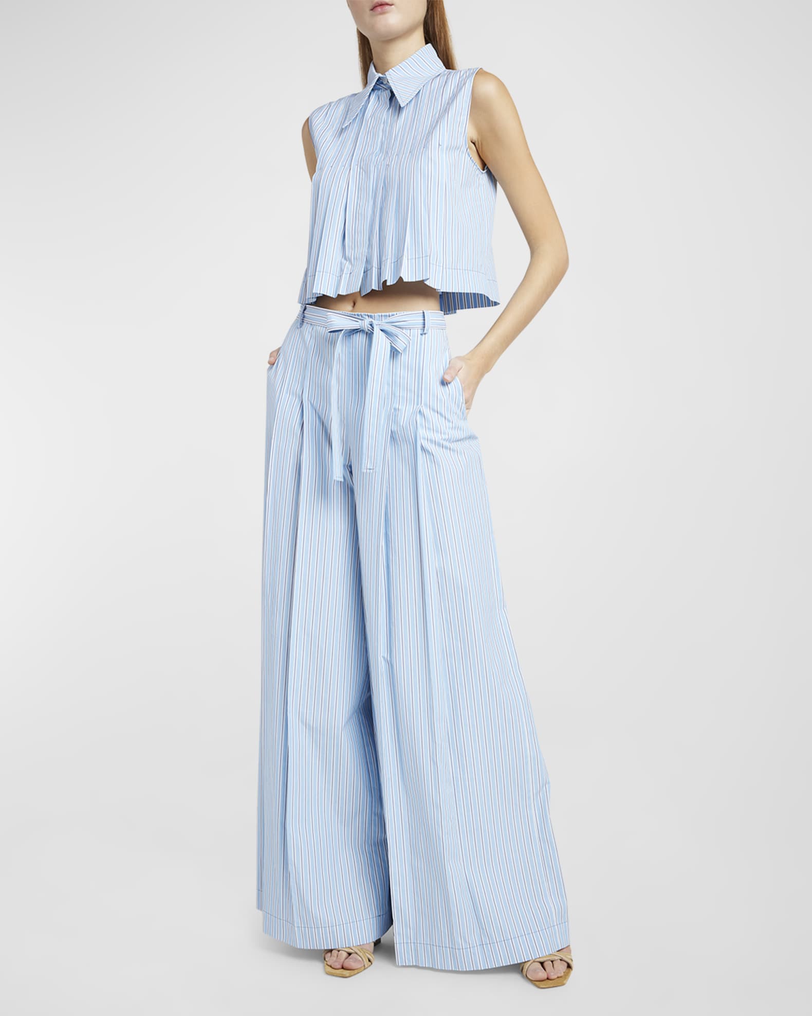 Alberta Ferretti Women's Wide Leg Tailored Pants Blue