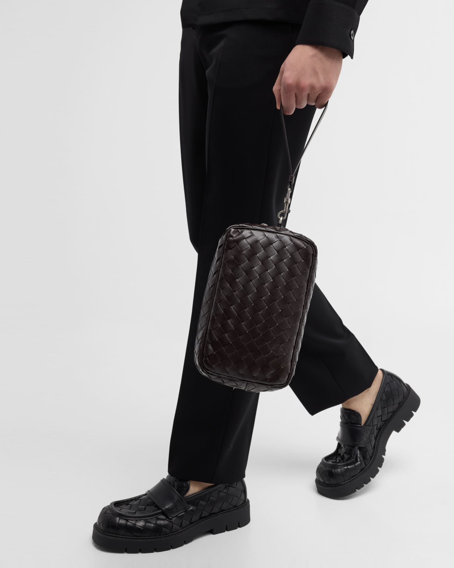 Bottega Veneta Men s Intrecciato Leather Pouch with Wristlet Neiman Marcus