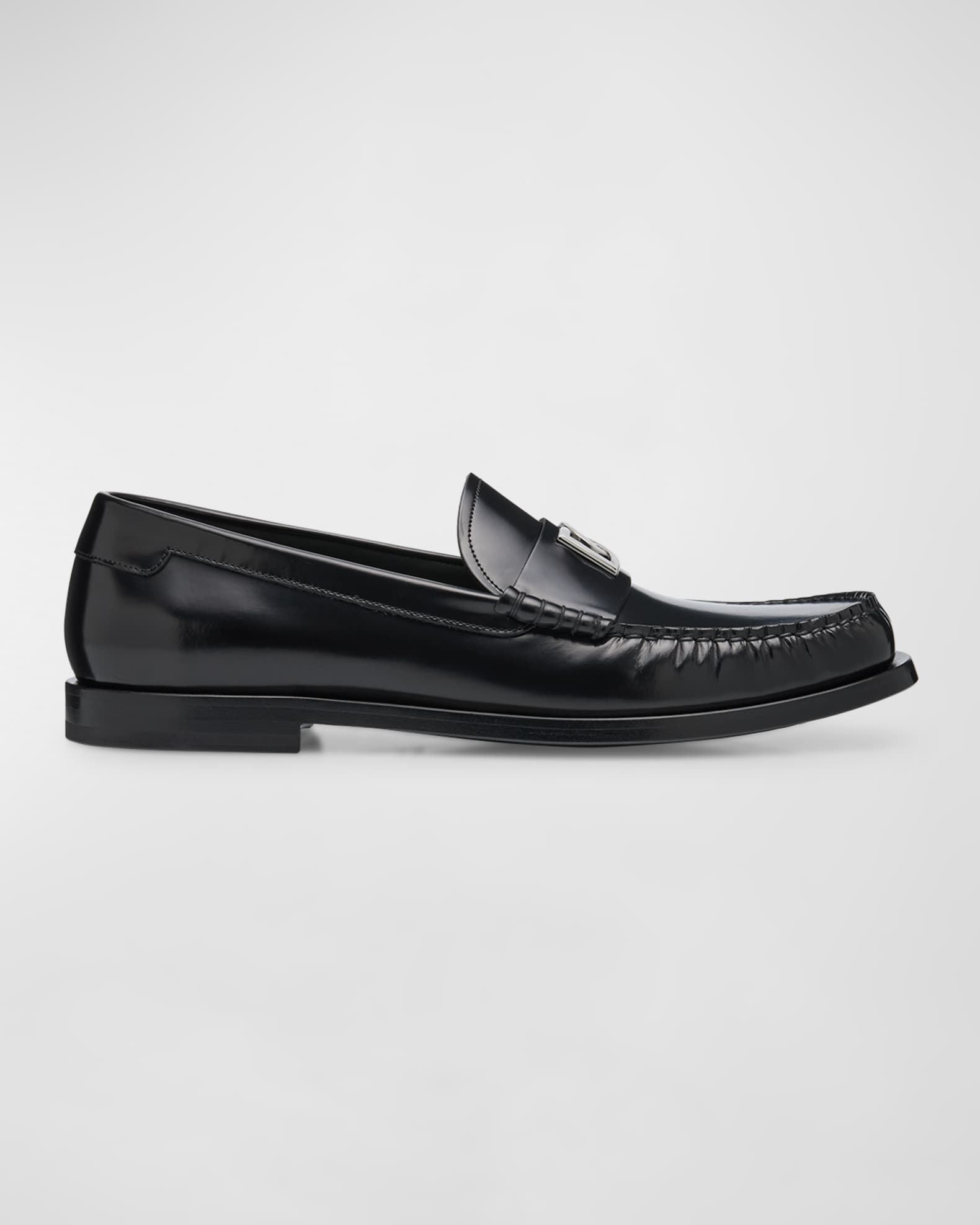 海外限定スパイク販売 Dolce&Gabbana Men's DG Brushed Calfskin Penny Loafers 靴