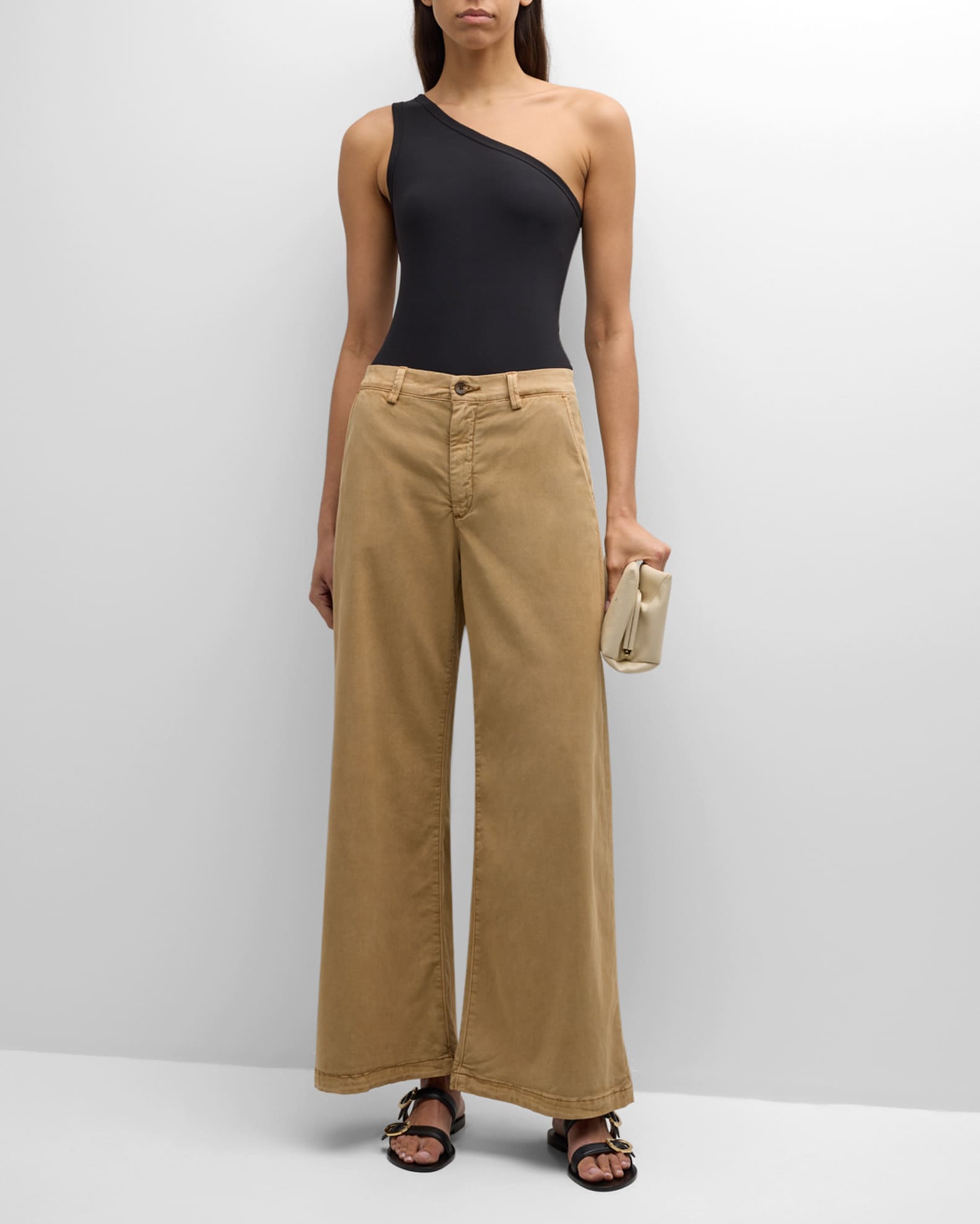 Ag Caden Wide-Leg Trouser Pants In Super Black - 39% Off