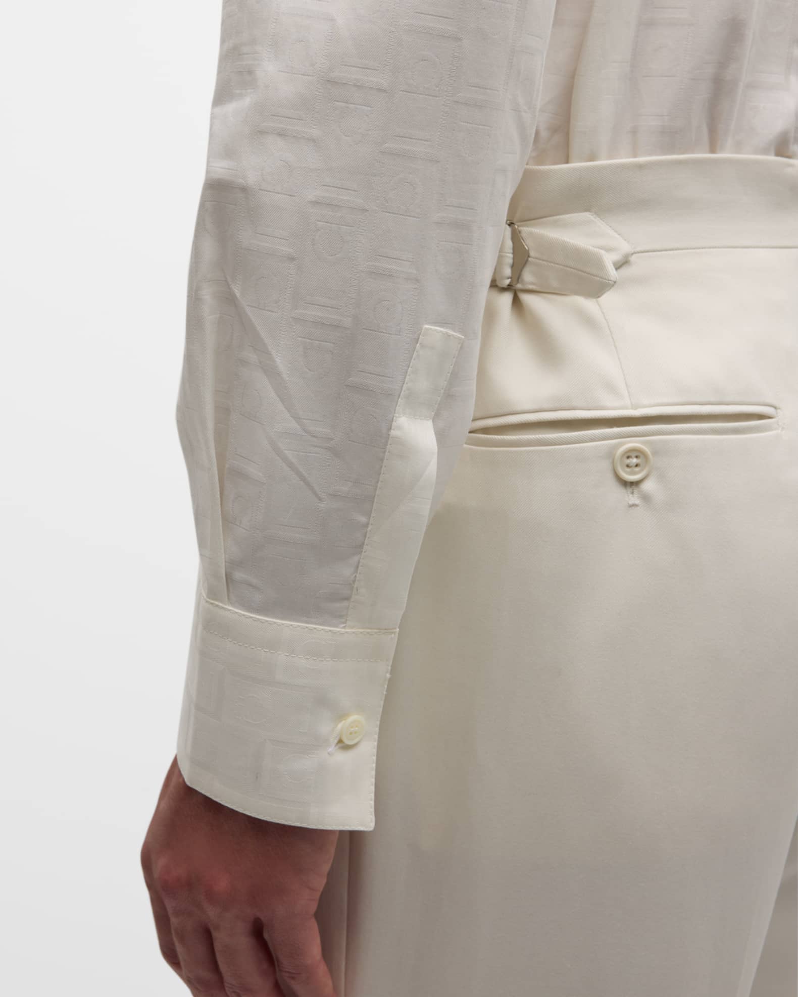 Ferragamo Men's Monogram Jacquard Dress Shirt | Neiman Marcus