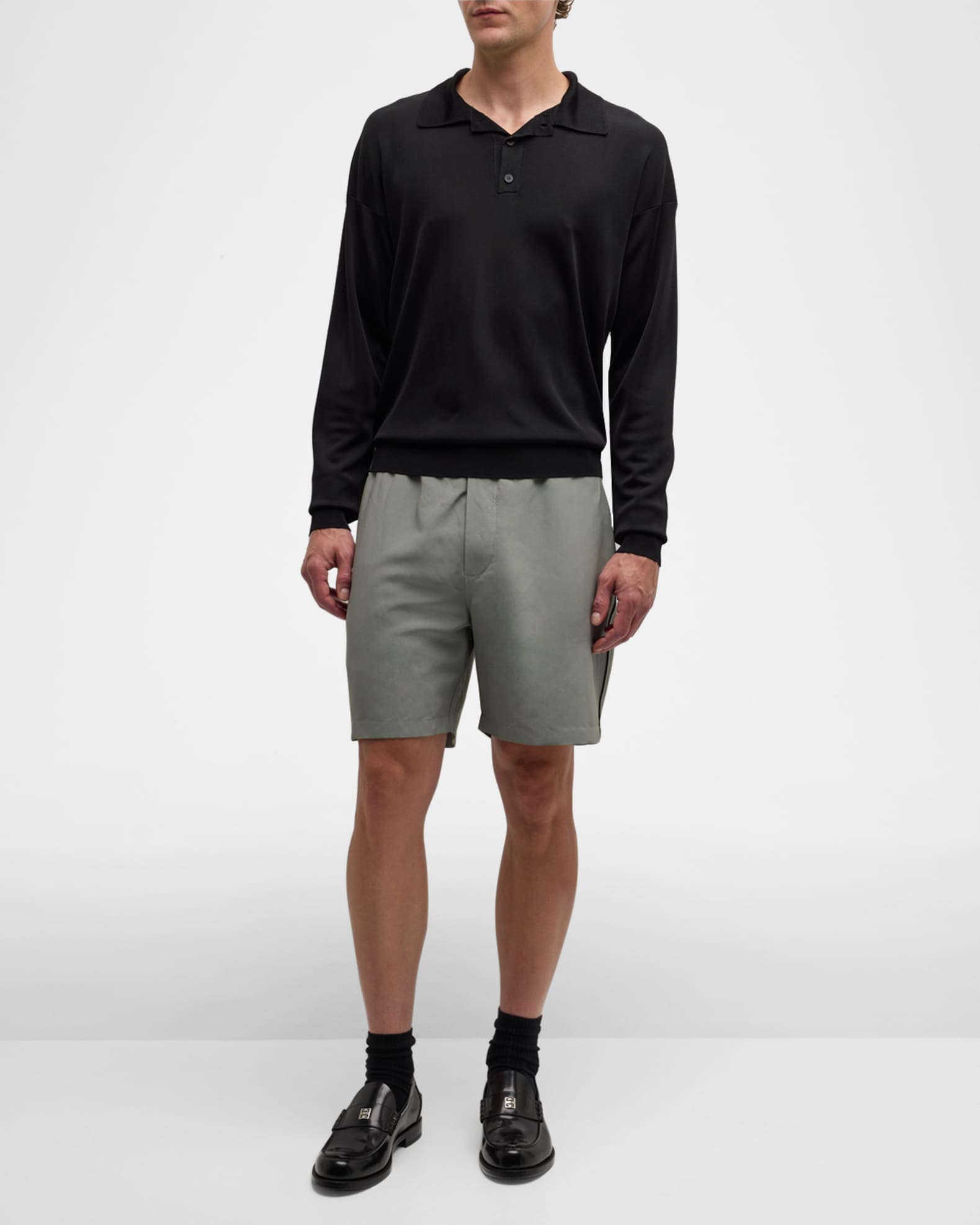 Men's Piped Nylon-Blend Shorts - Thumbnail 2