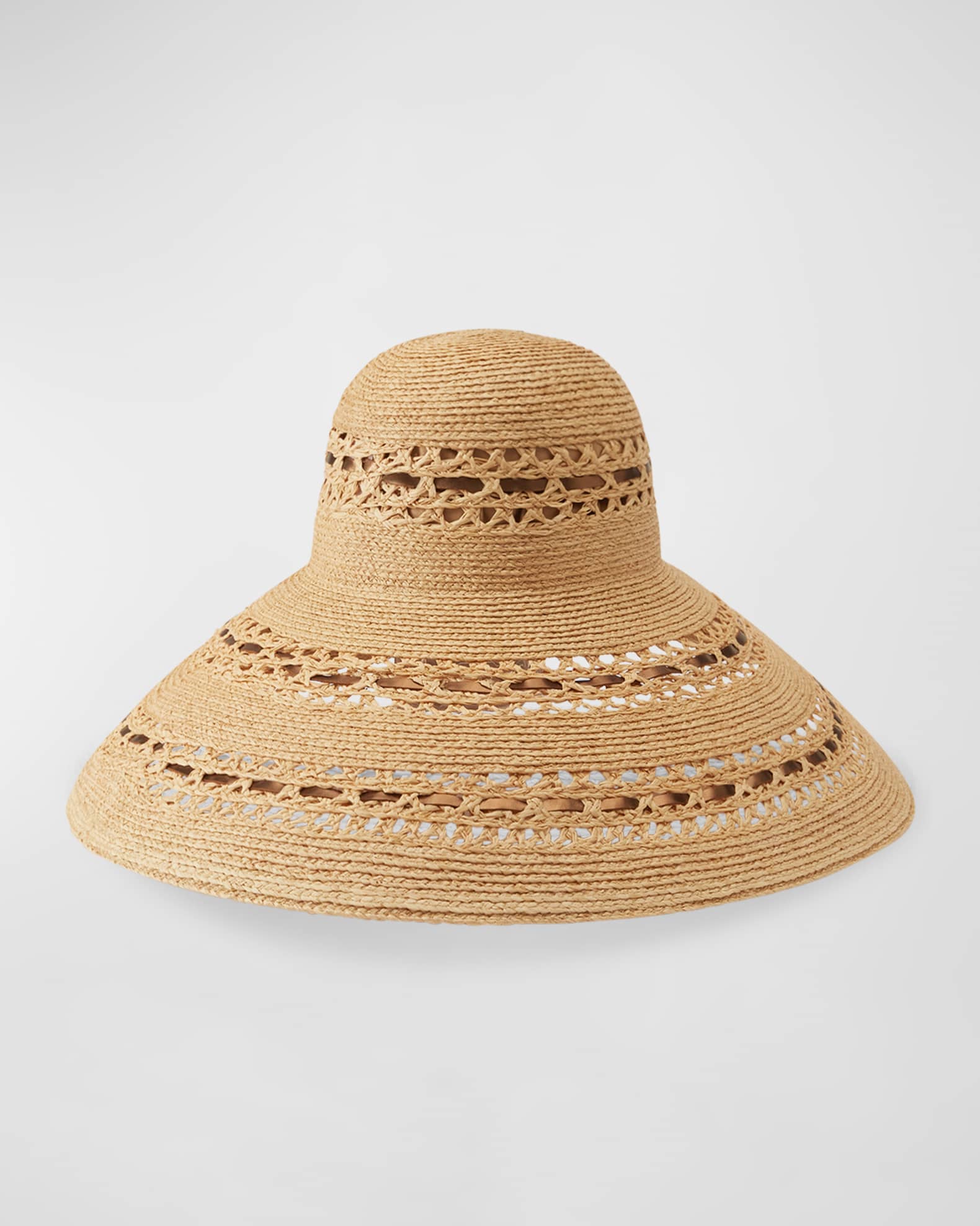 Helen Kaminski Metallic Leather & Raffia Large Brim Hat