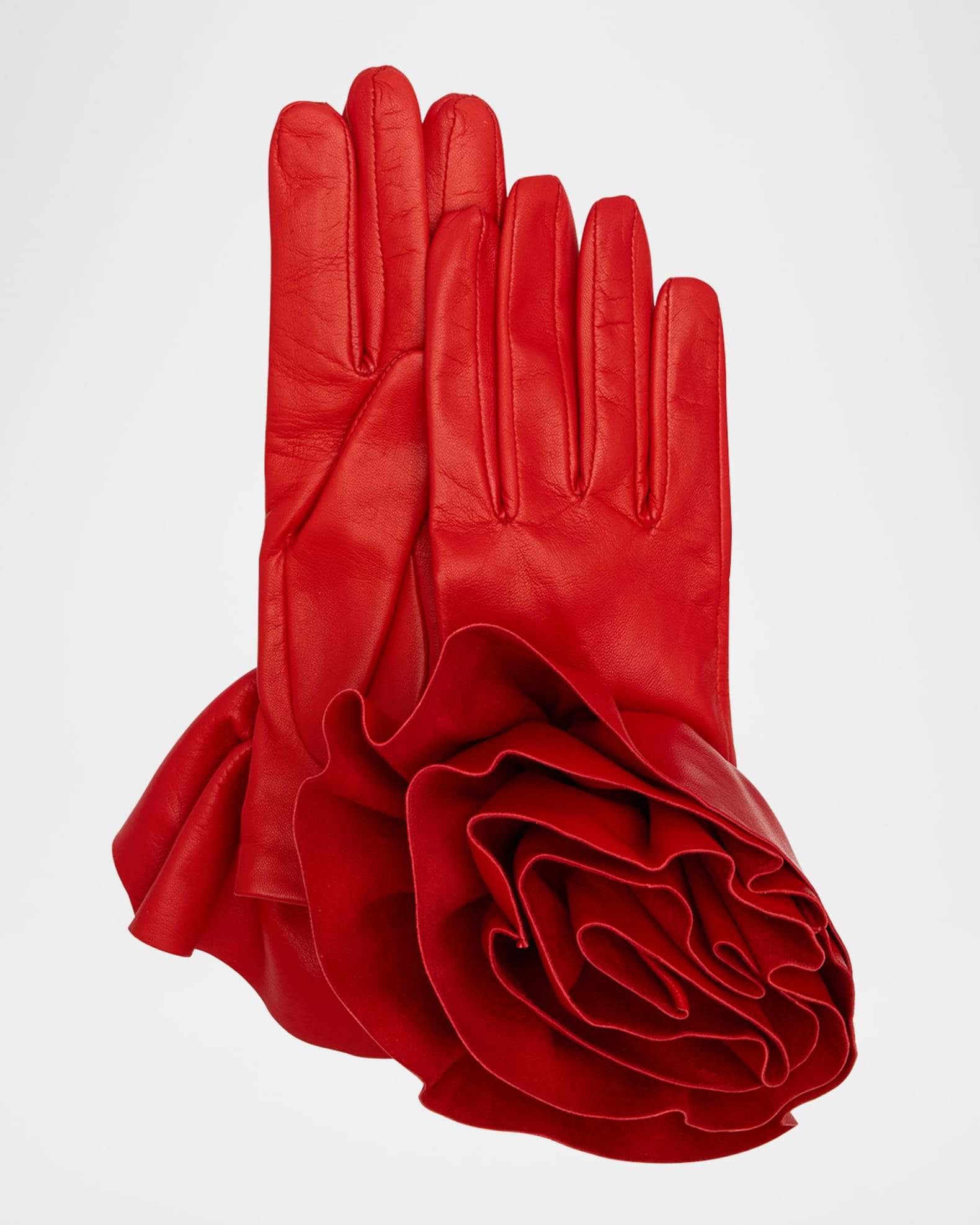 Peony Rose Leather Gloves 0