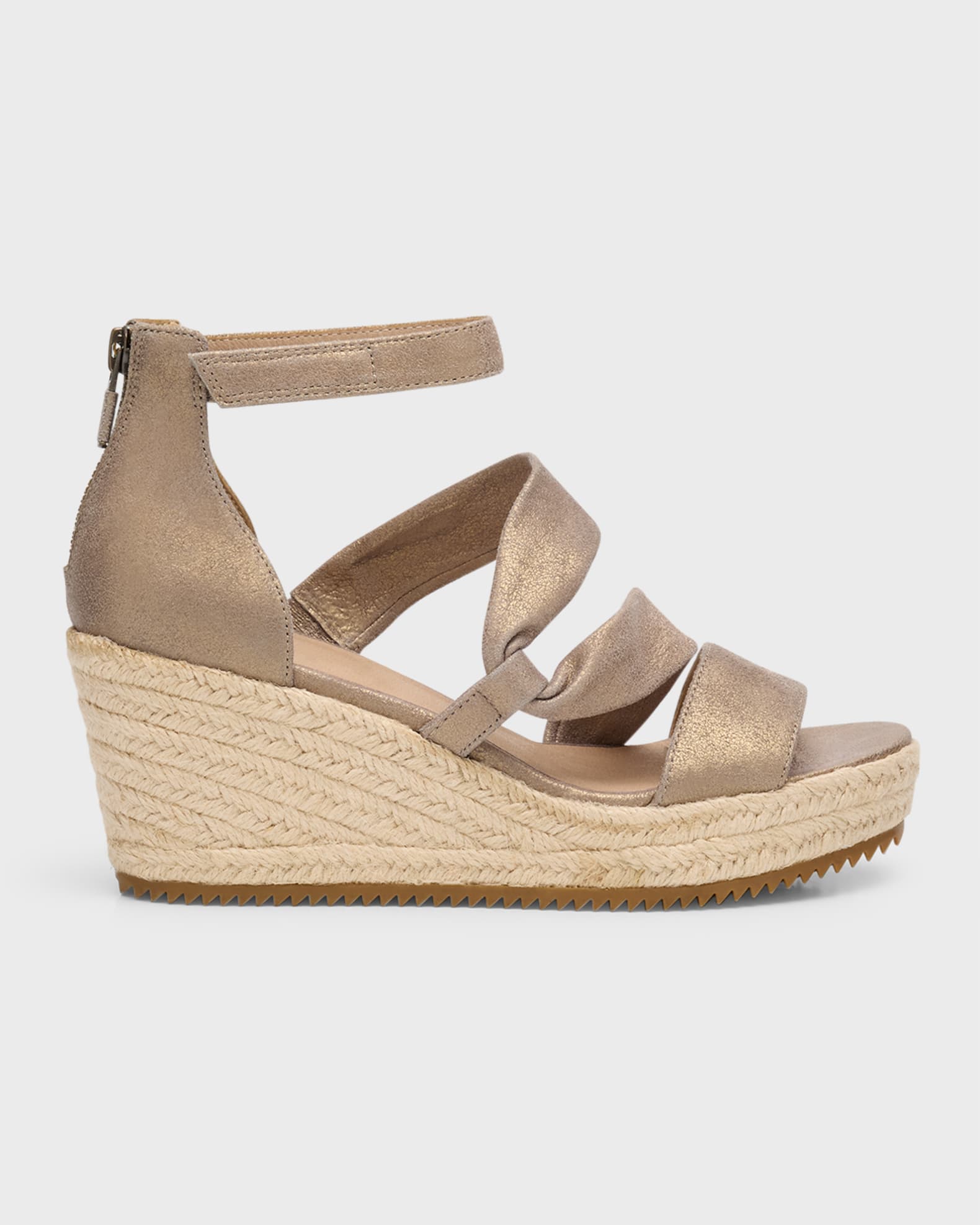 Eileen Fisher Wisp Metallic Suede Wedge Espadrilles