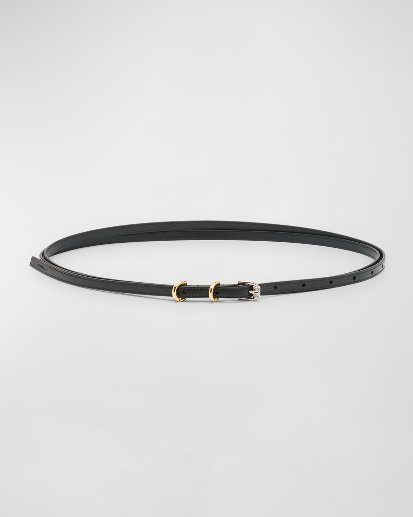 Voyou Double Wrap Leather Skinny Belt 0