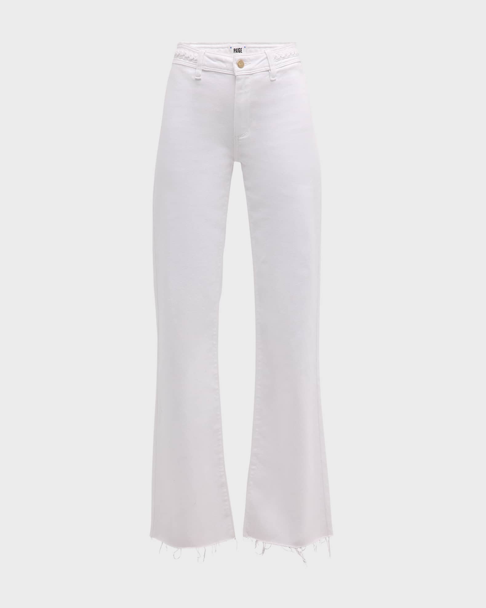Paige Women s Leenah 32 Braided Waist Crisp White Flare Jeans Size 24