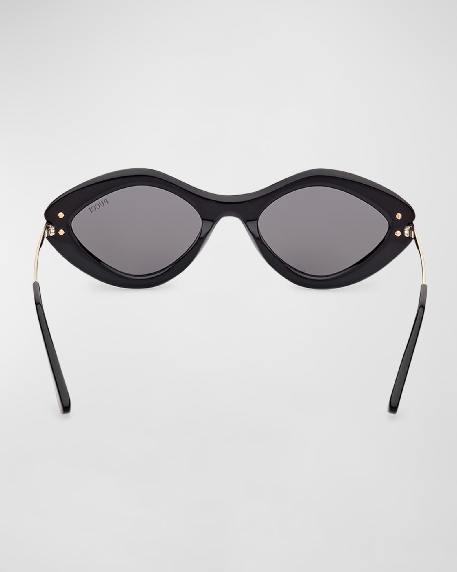Pucci Logo Acetate & Metal Oval Sunglasses | Neiman Marcus