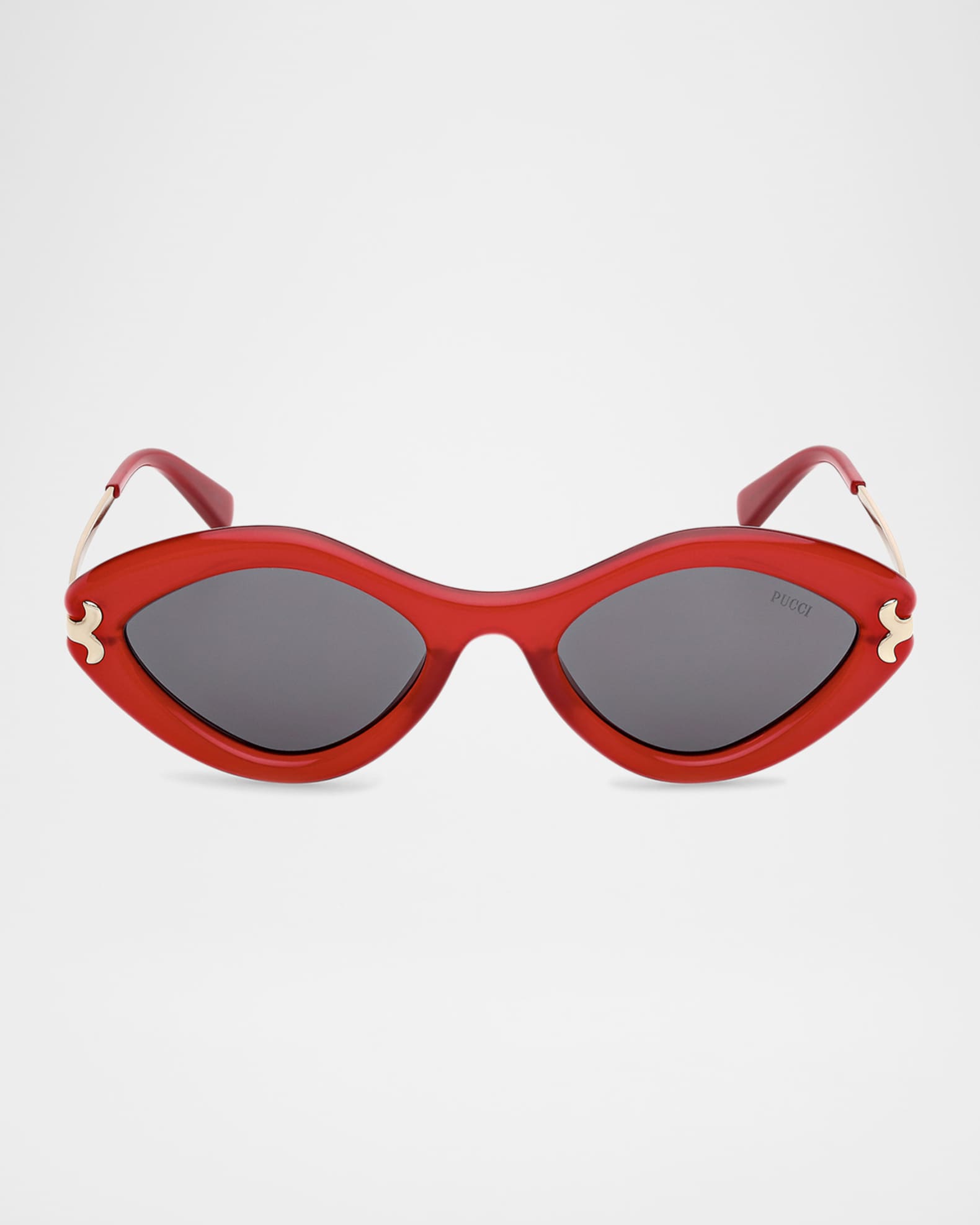 Logo Acetate & Metal Oval Sunglasses  0