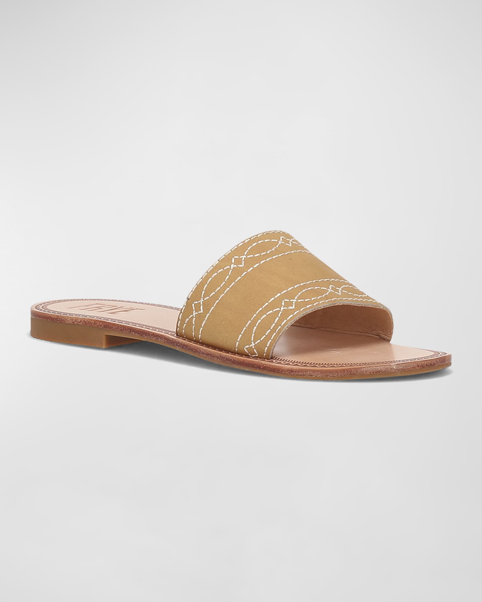 Frye Ava Woodstock Stitch Flat Sandals Neiman Marcus