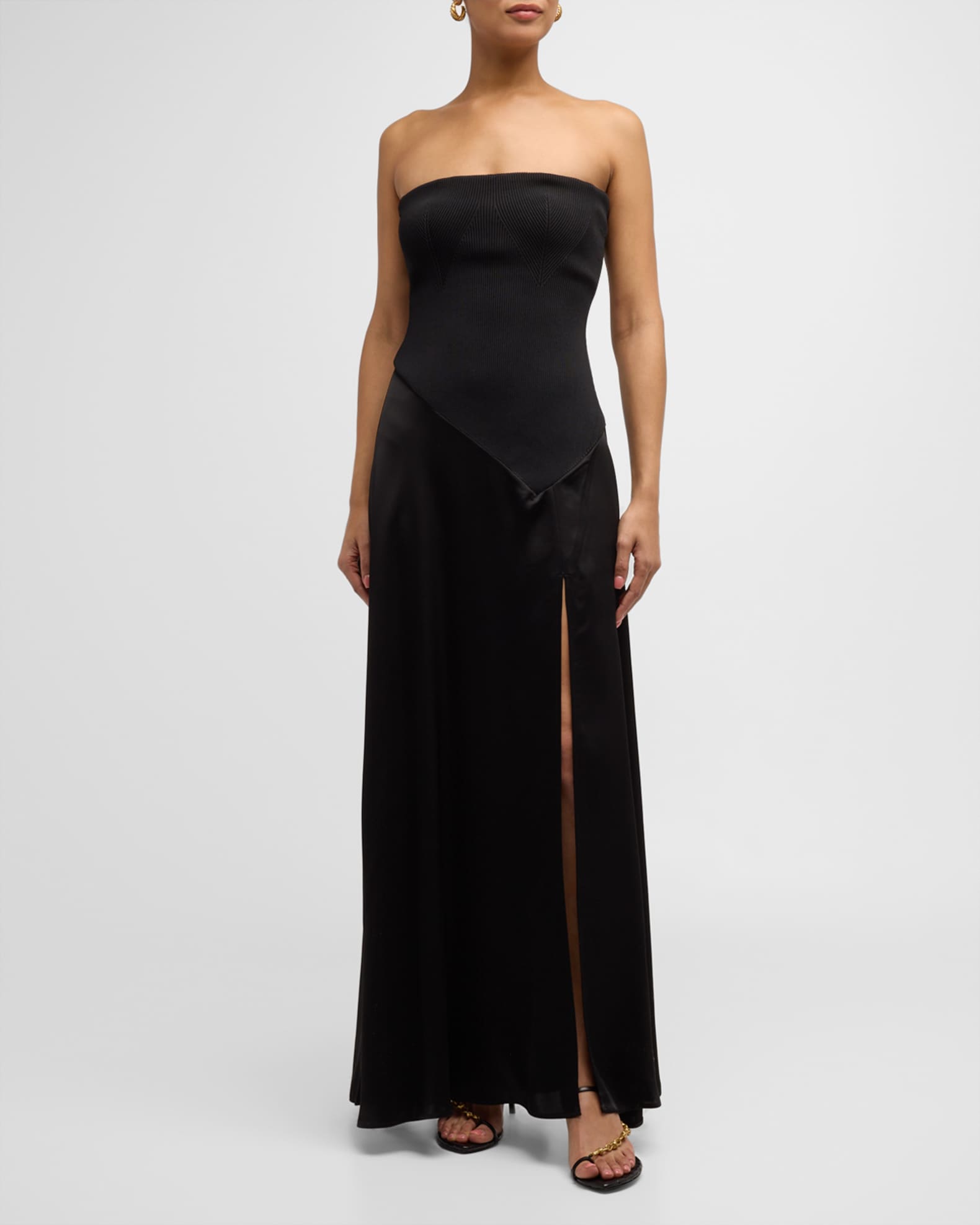 SIMKHAI Kory Strapless Bustier Combo Gown | Neiman Marcus