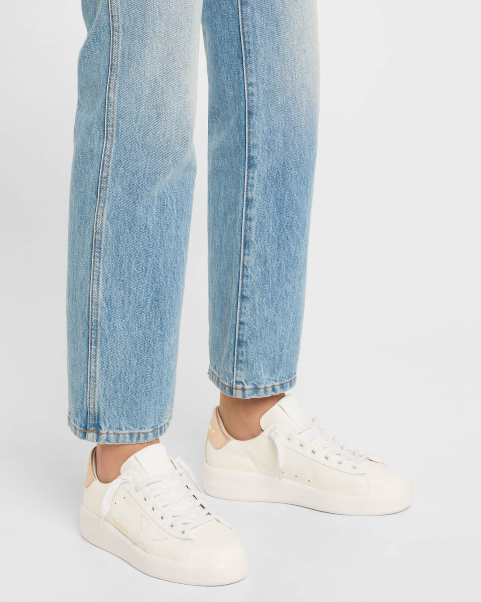 Golden Goose Purestar Mixed Leather Low-Top Sneakers Golden Goose Purestar Mixed Leather Low-Top Sneakers