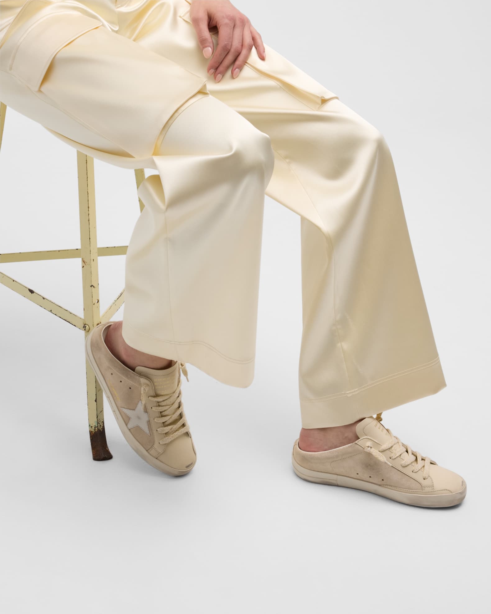 Golden Goose Sabot Mixed Leather Slide Sneakers | Neiman Marcus