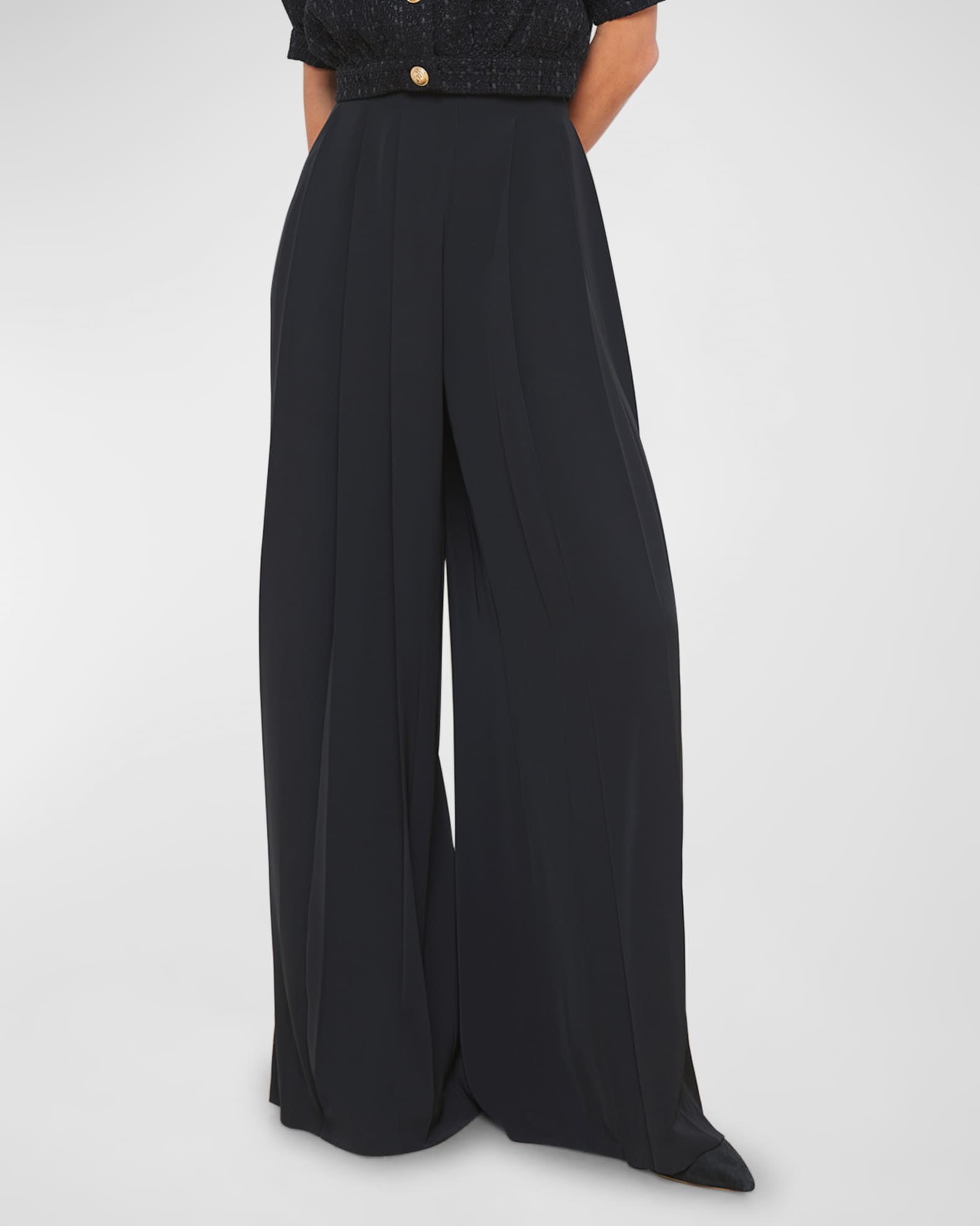 Nova Mid-Rise Wide-Leg Pleated Pants 1