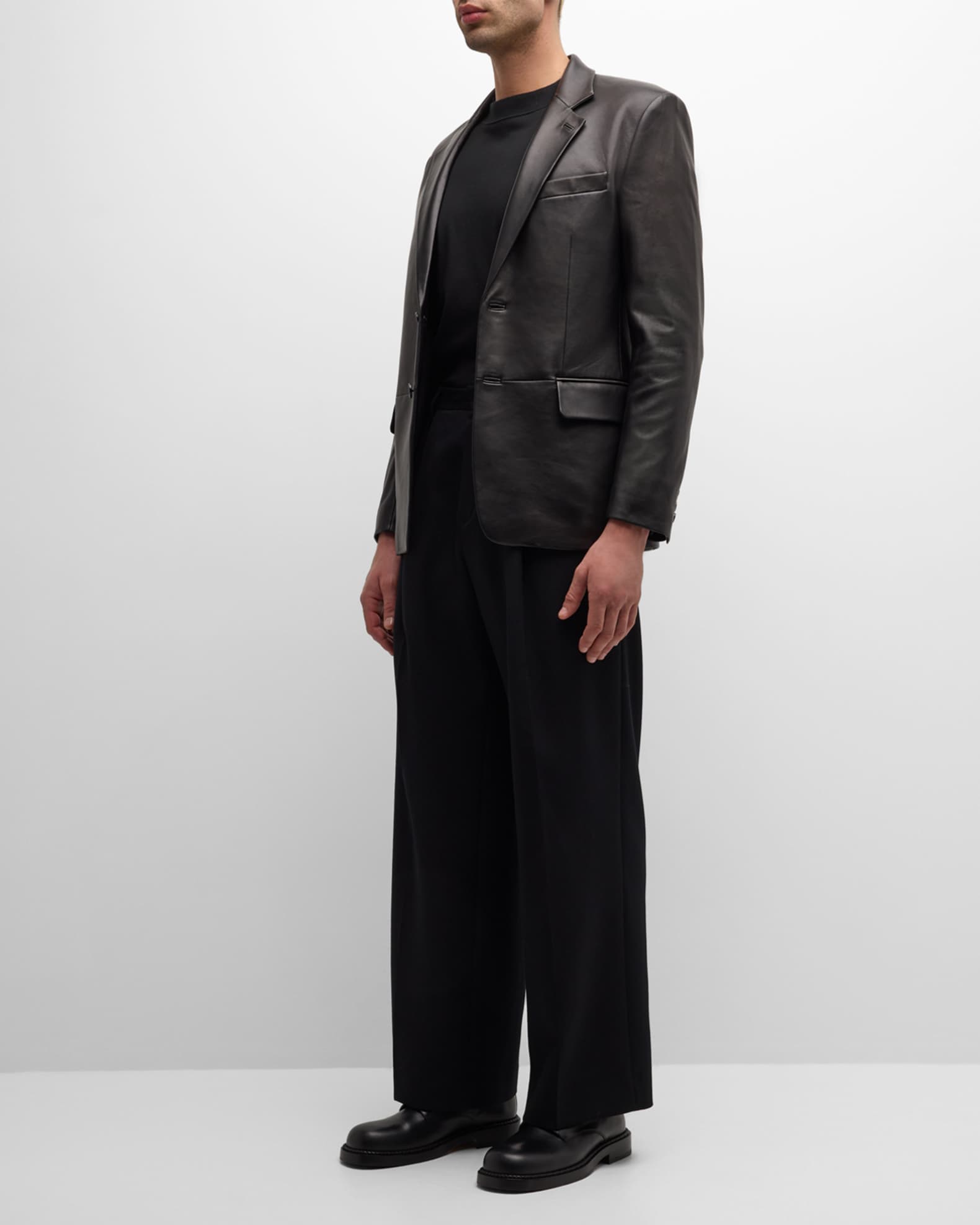 Helmut Lang single-breasted leather blazer - Black