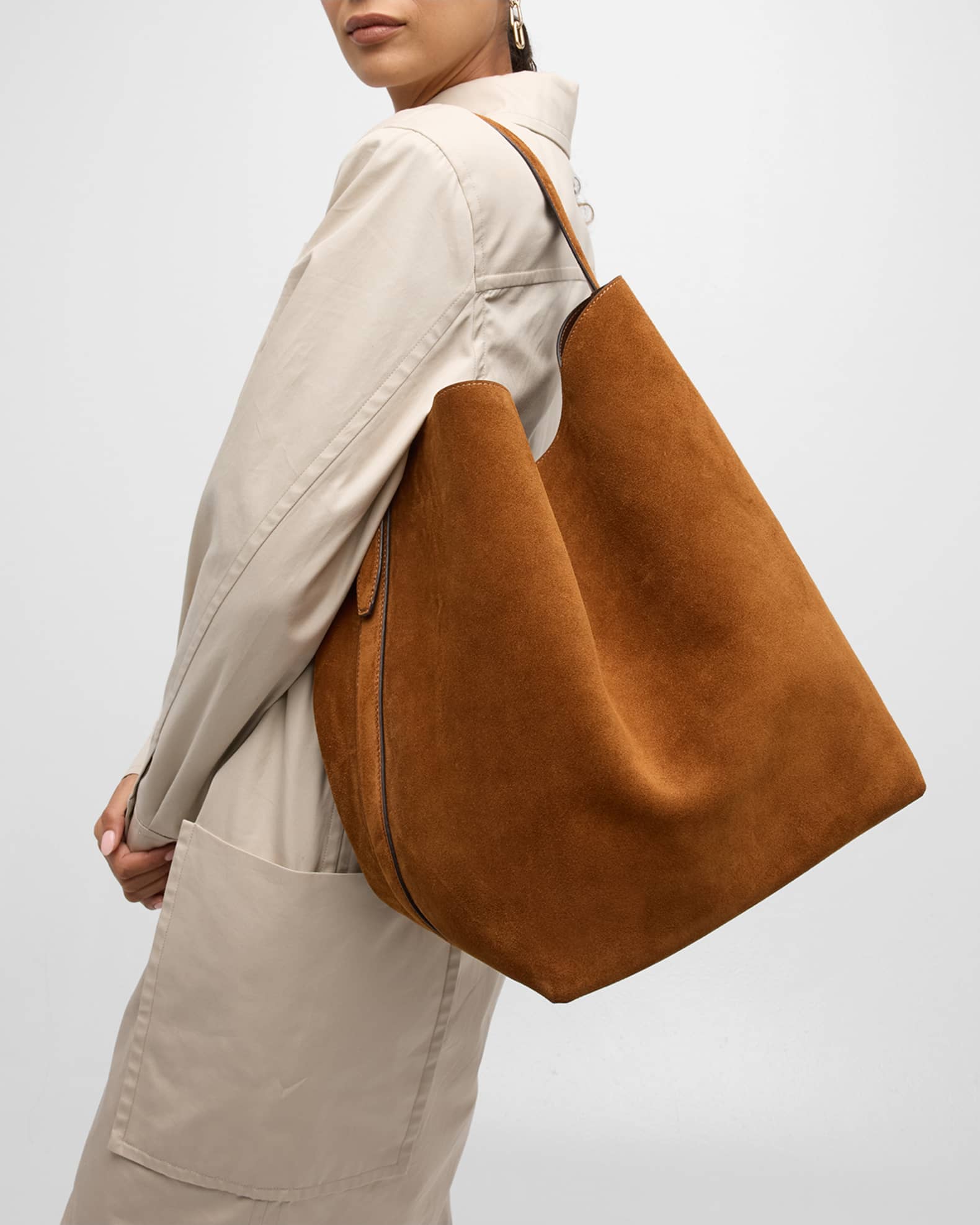 Toteme Large Belted Suede Tote Bag | Neiman Marcus