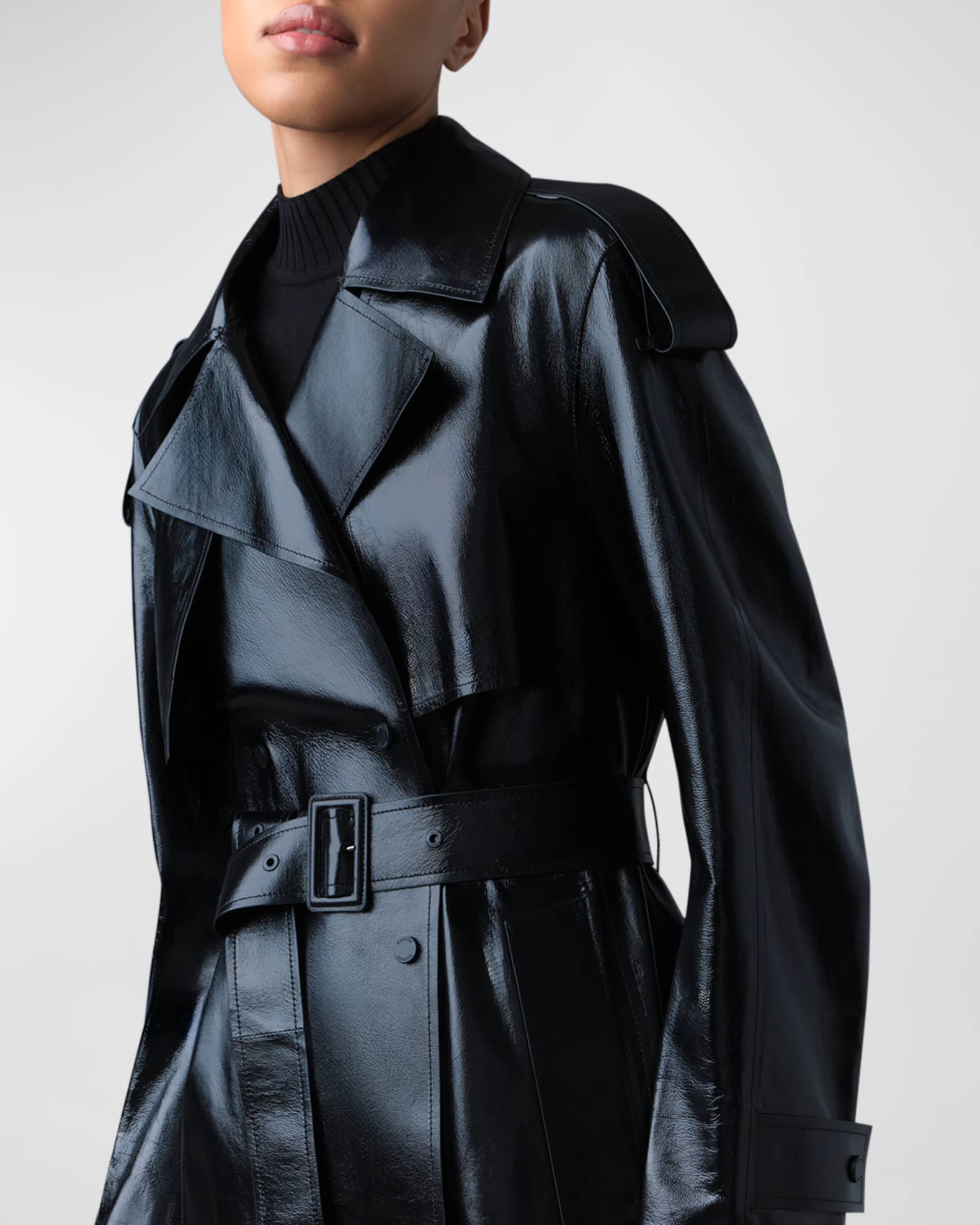 Mackage Carmela Belted Lambskin Leather Trench Coat Neiman Marcus