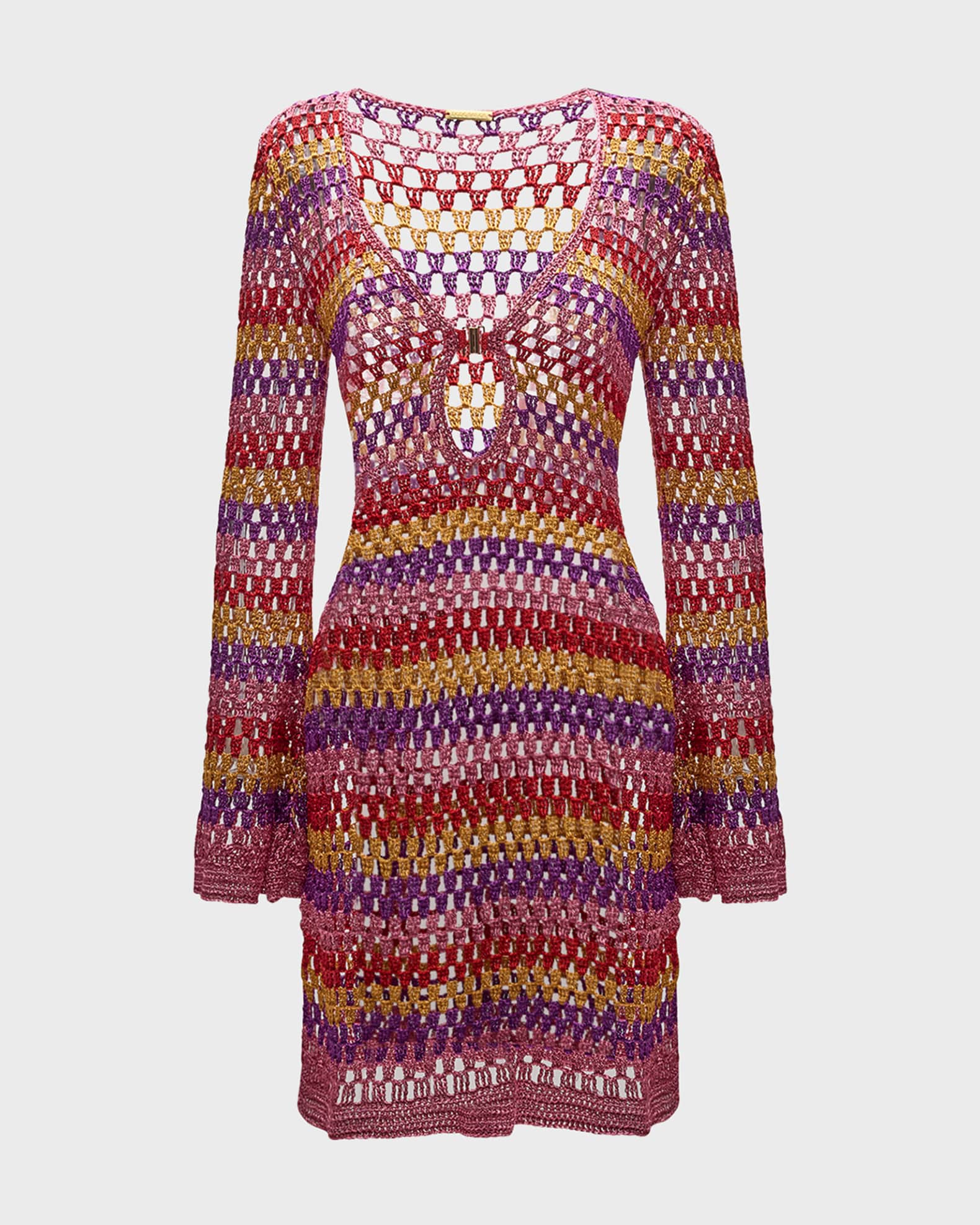 Dodo Bar Or Ria Crochet Stripe Keyhole Mini Dress