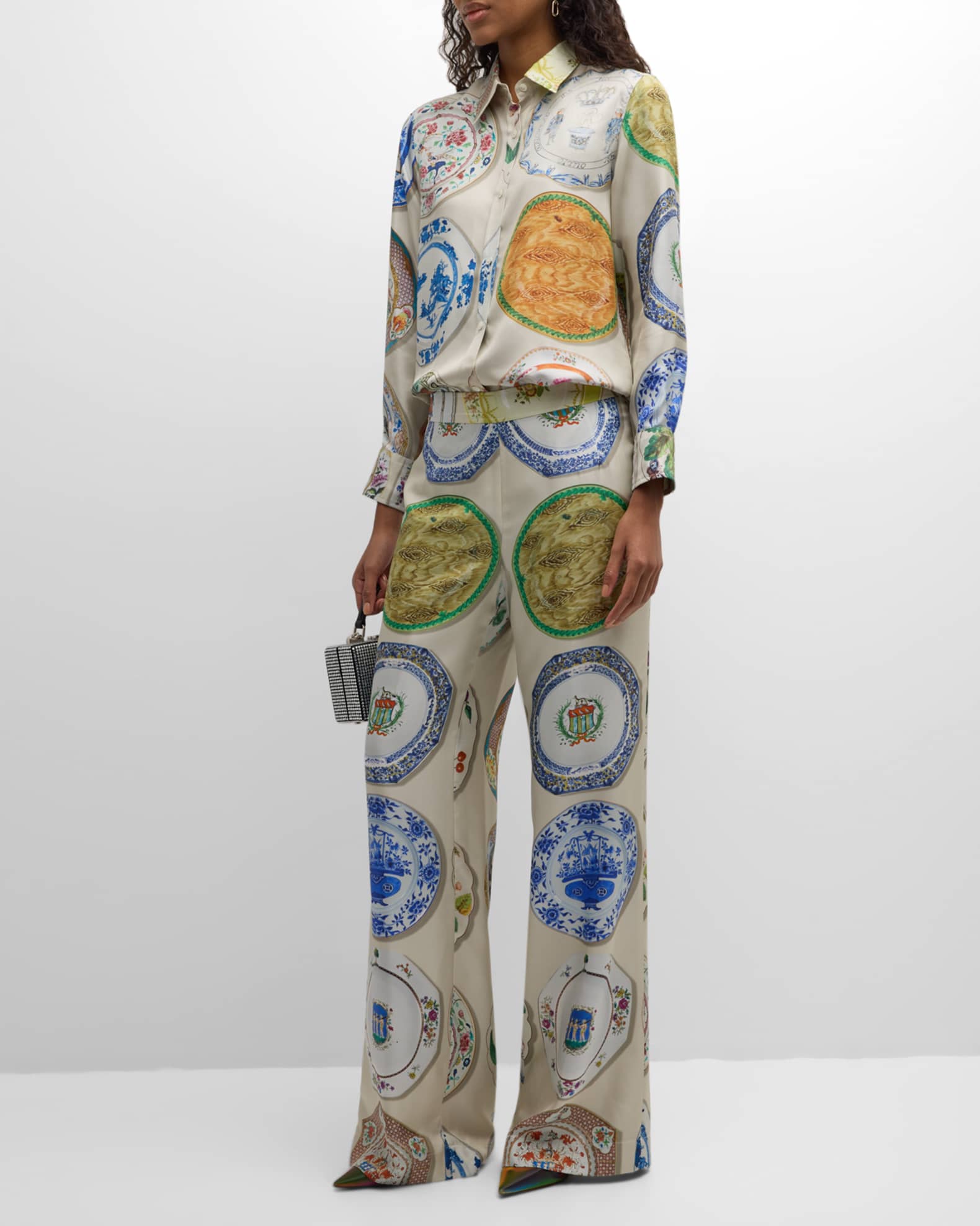 Chelsea Plates Printed Slim Aarons Pants 1