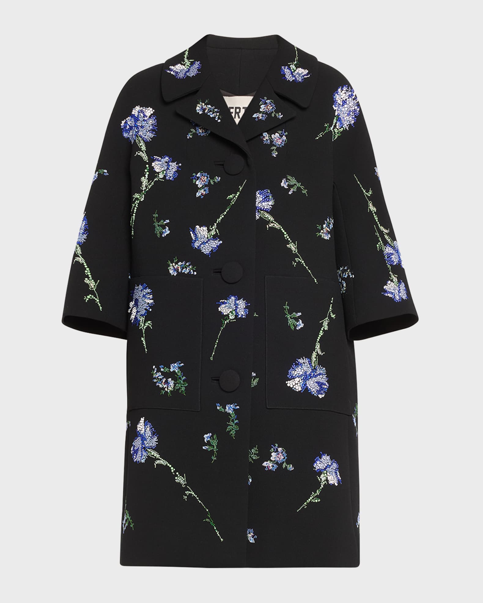 Cecil Beaton Top Coat with Blue Carnation Crystal Detail 0