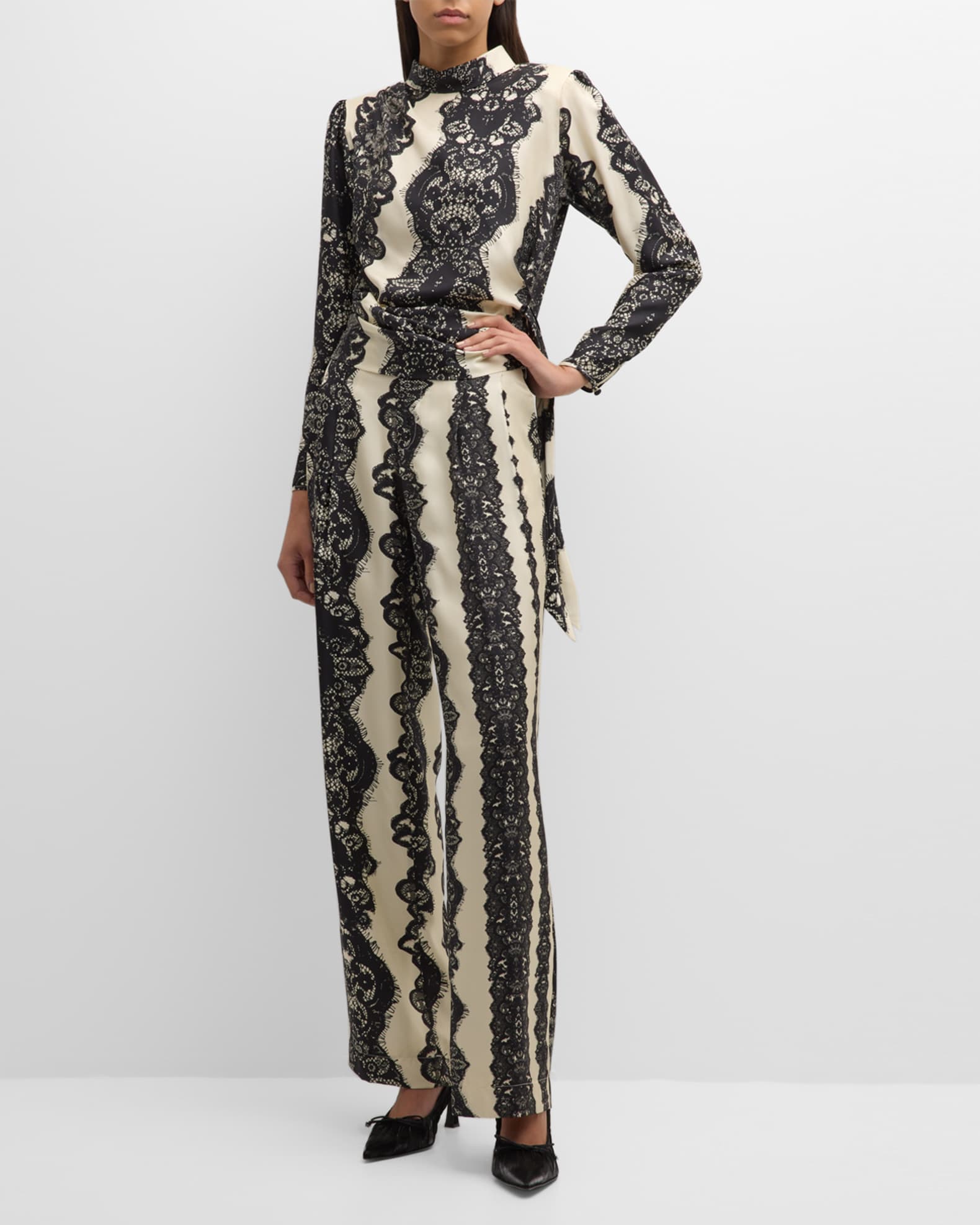 Venetian Lace Side-Tie Blouse 1