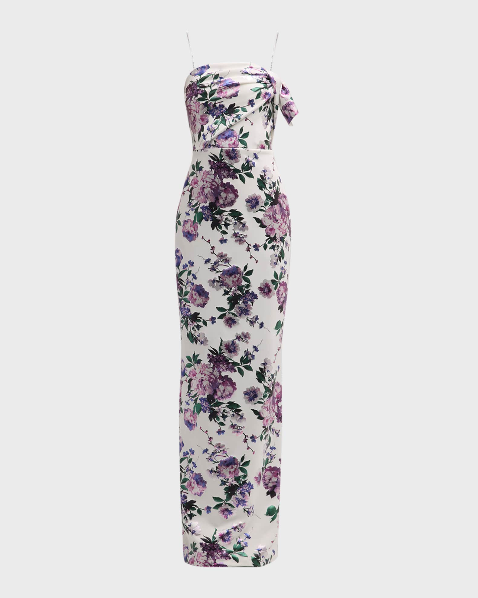 Black Halo Divina Strapless Floral-Print Column Gown | Neiman Marcus