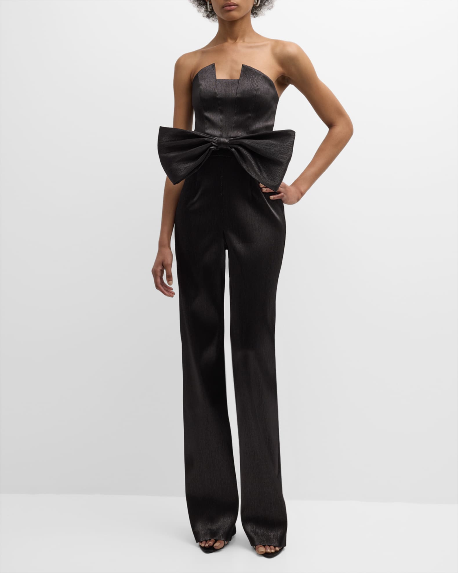 Black Halo Strapless Crepe Jumpsuit in Red