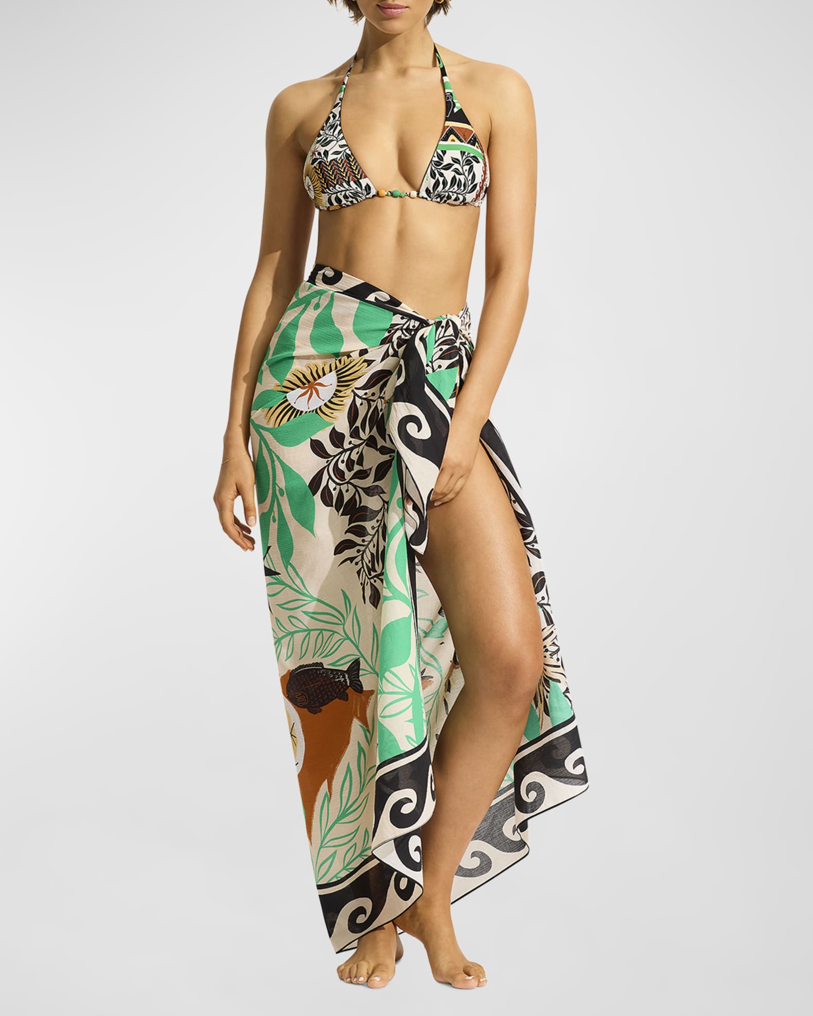 Maribel Cover-Up Pareo Light Pink Multi Postcard Print - L'AGENCE