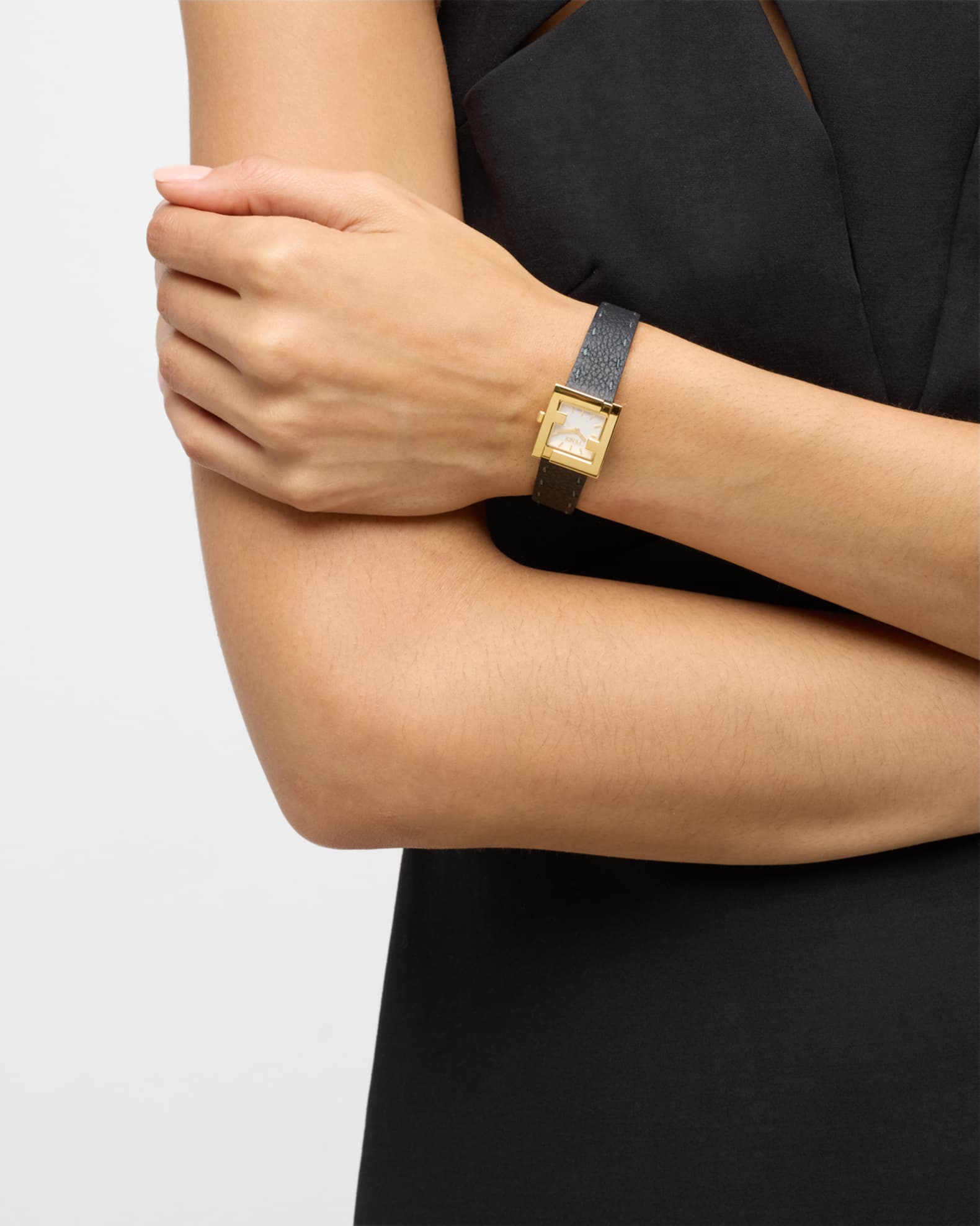 Square Face Leather Strap Watch
