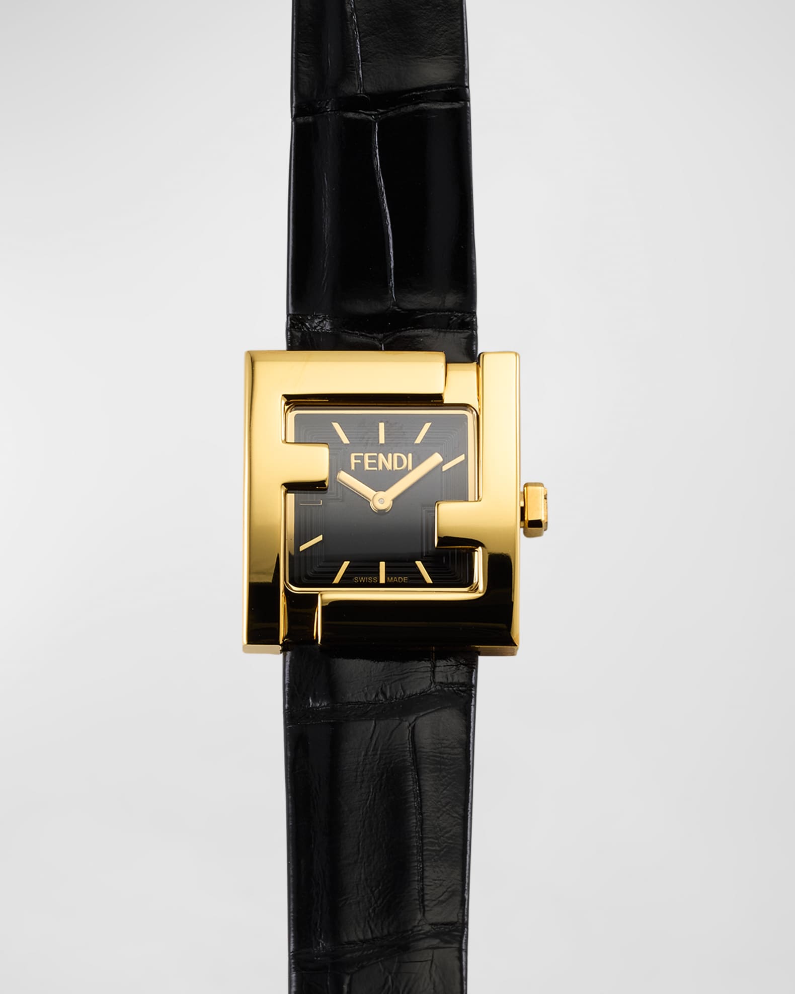 Fendi Square FF Watch with Alligator Strap | Neiman Marcus