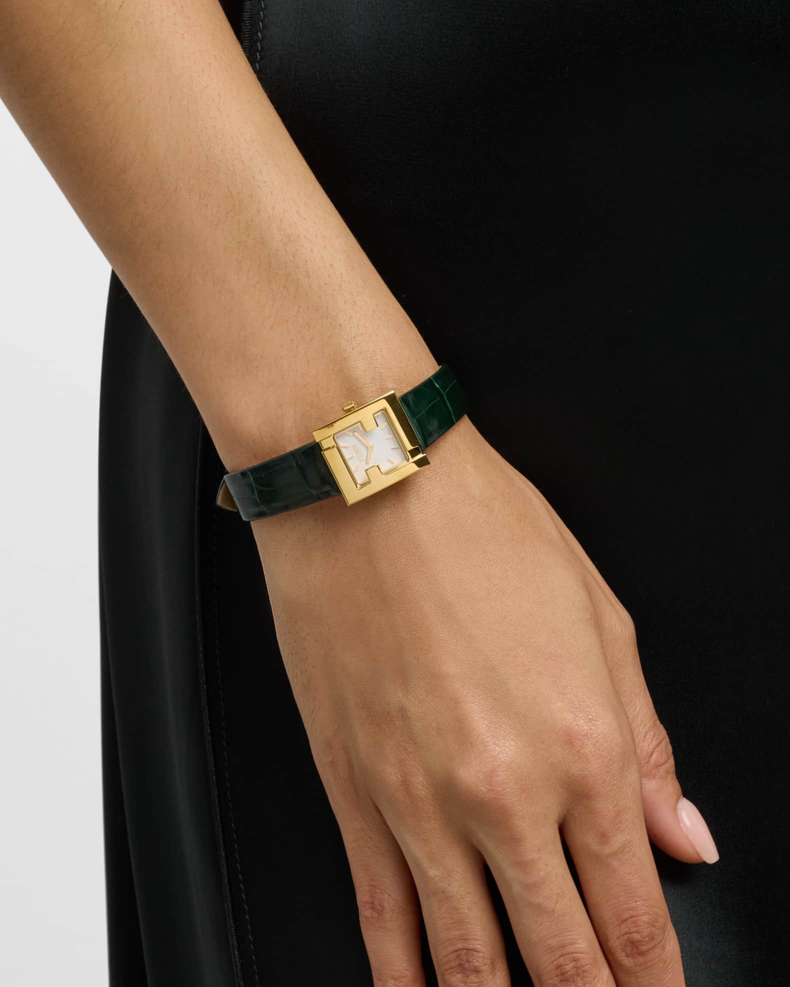 Square FF Watch with Alligator Strap 1