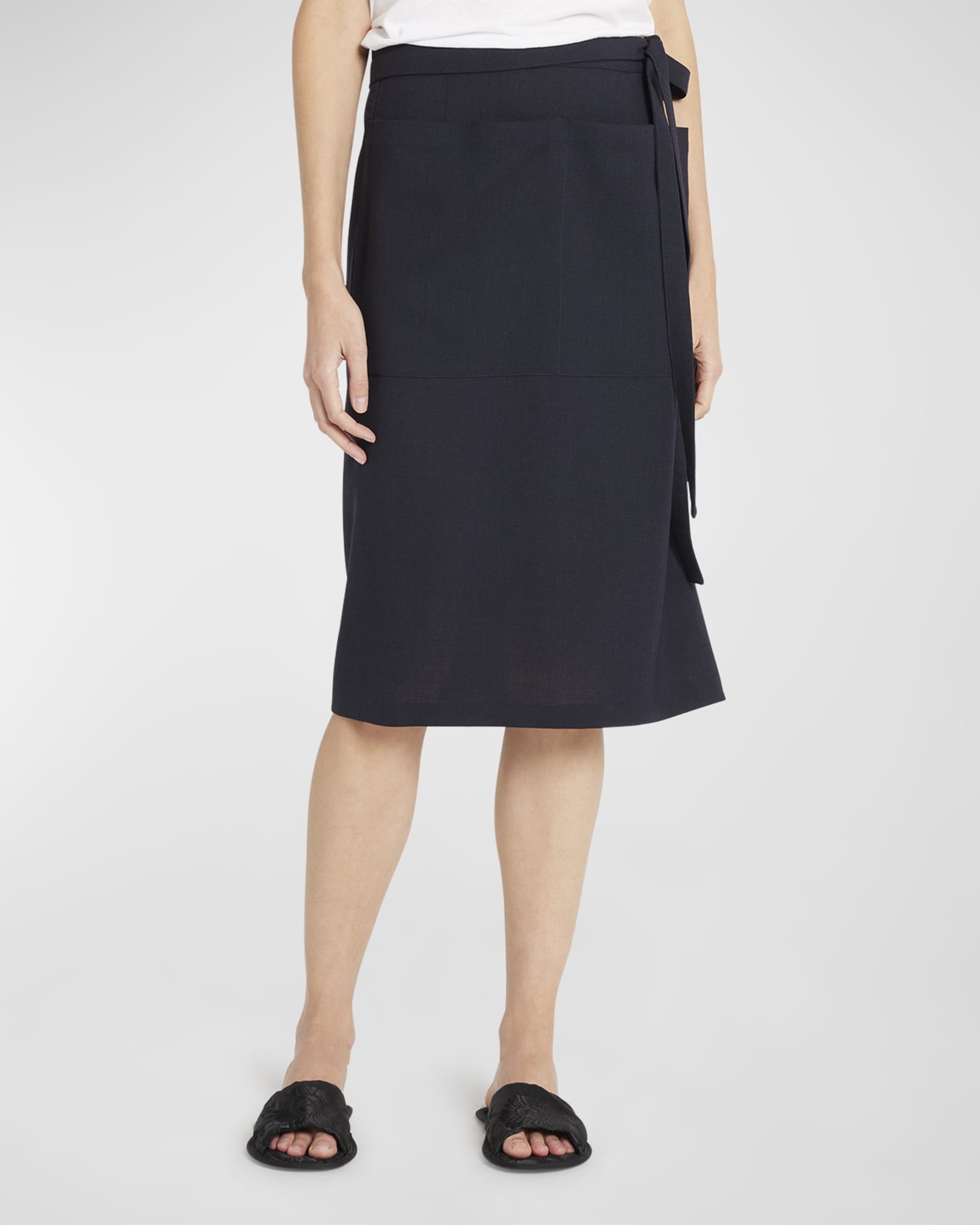 The Row Lulli Pencil Midi Wrap Skirt