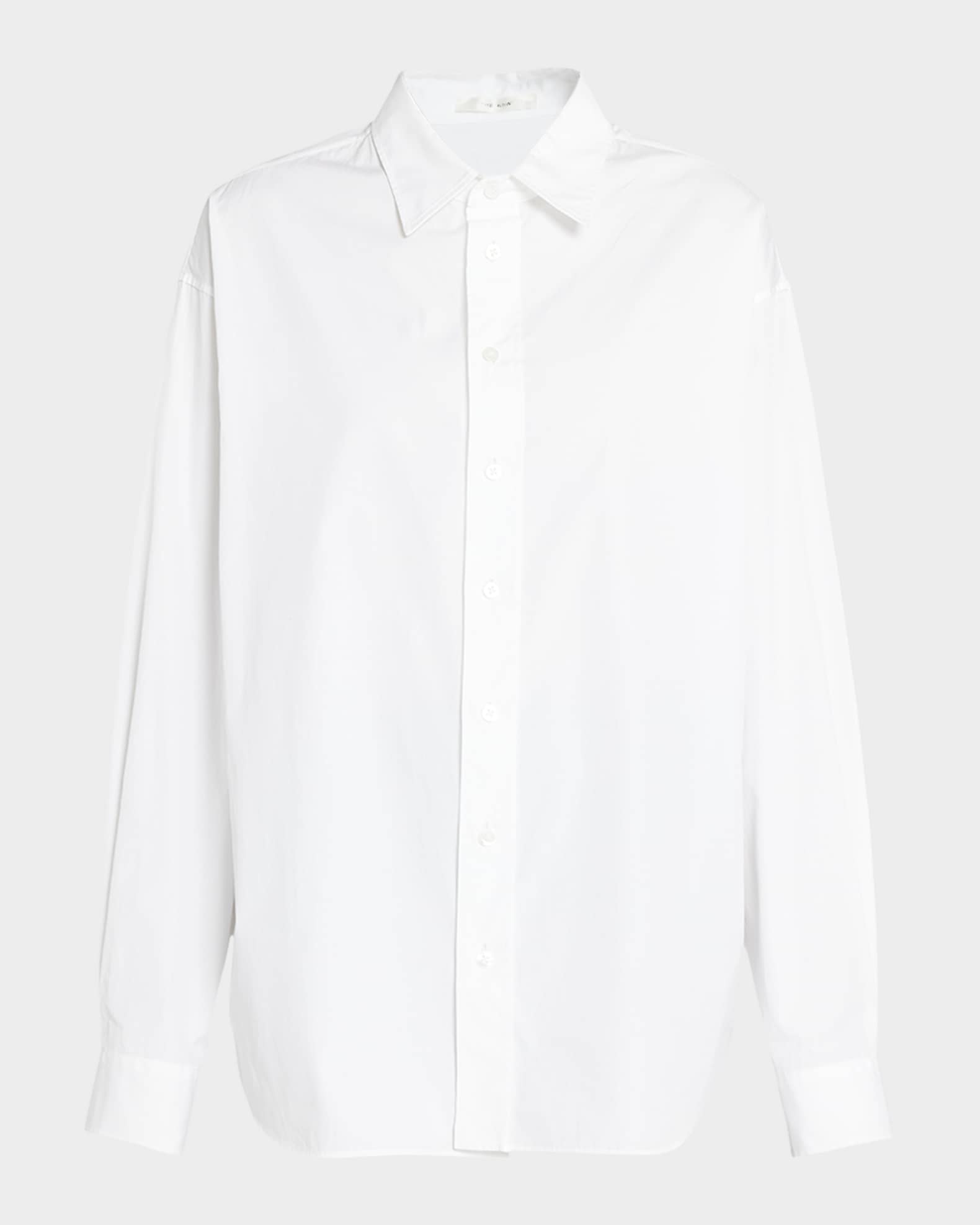 THE ROW Penna Long-Sleeve Collared Cotton Shirt