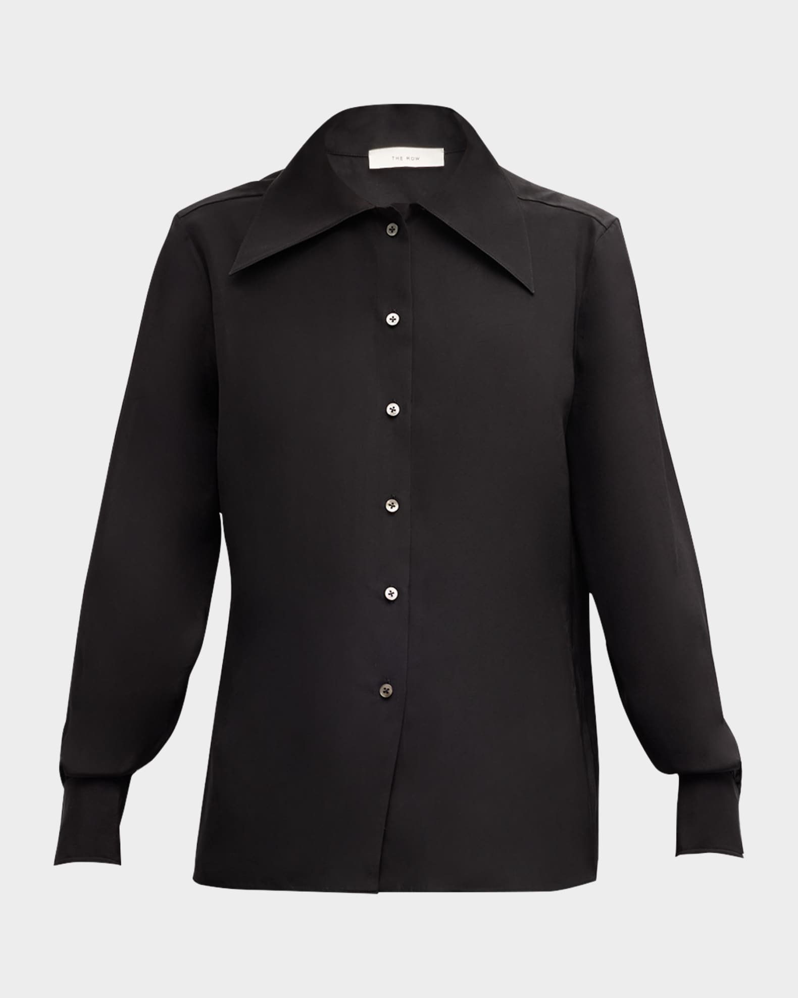 THE ROW Conan Cutaway-Collar Button-Front Silk Shirt