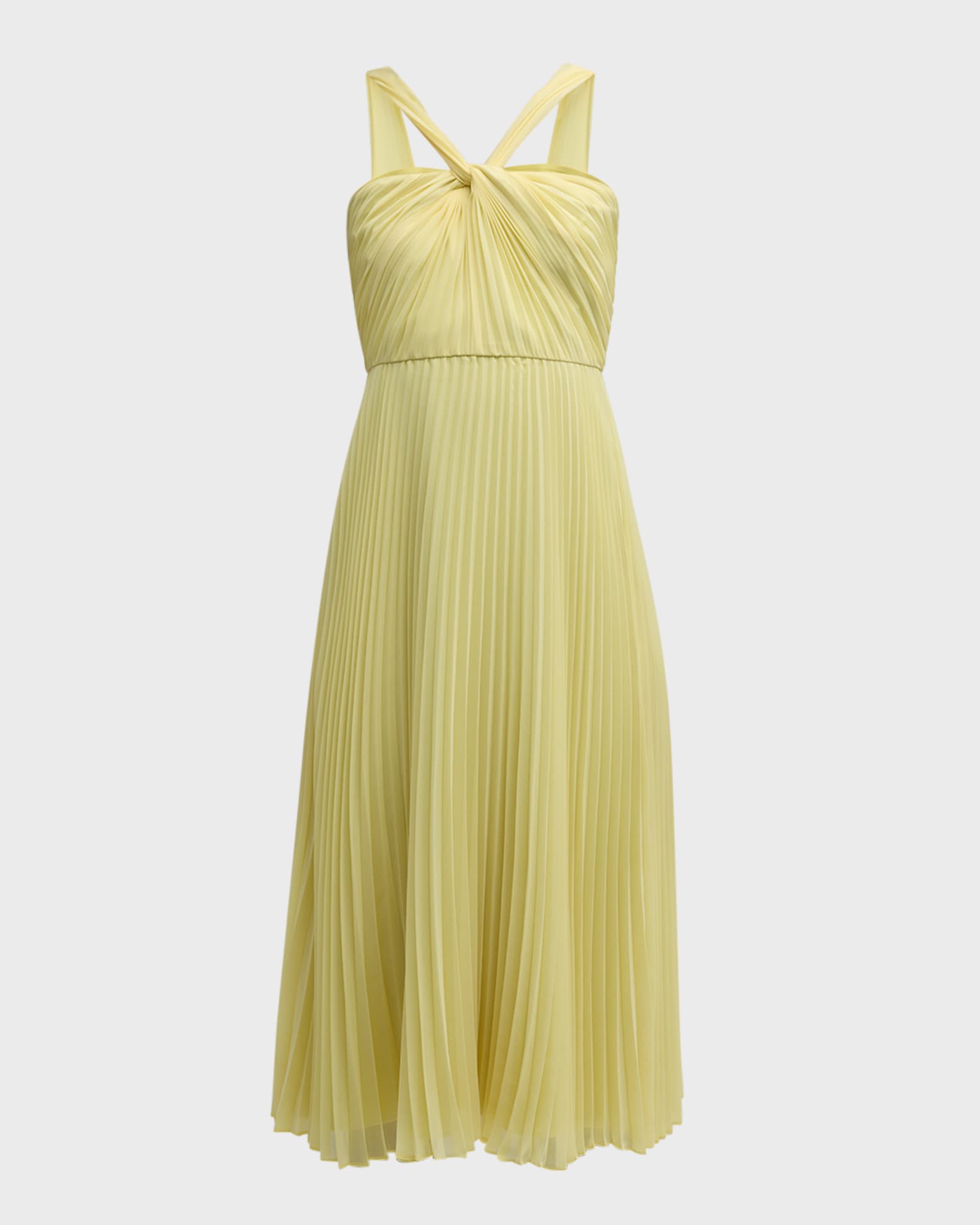 Ungaro Joanna Pleated Twist-Front Halter Midi Dress