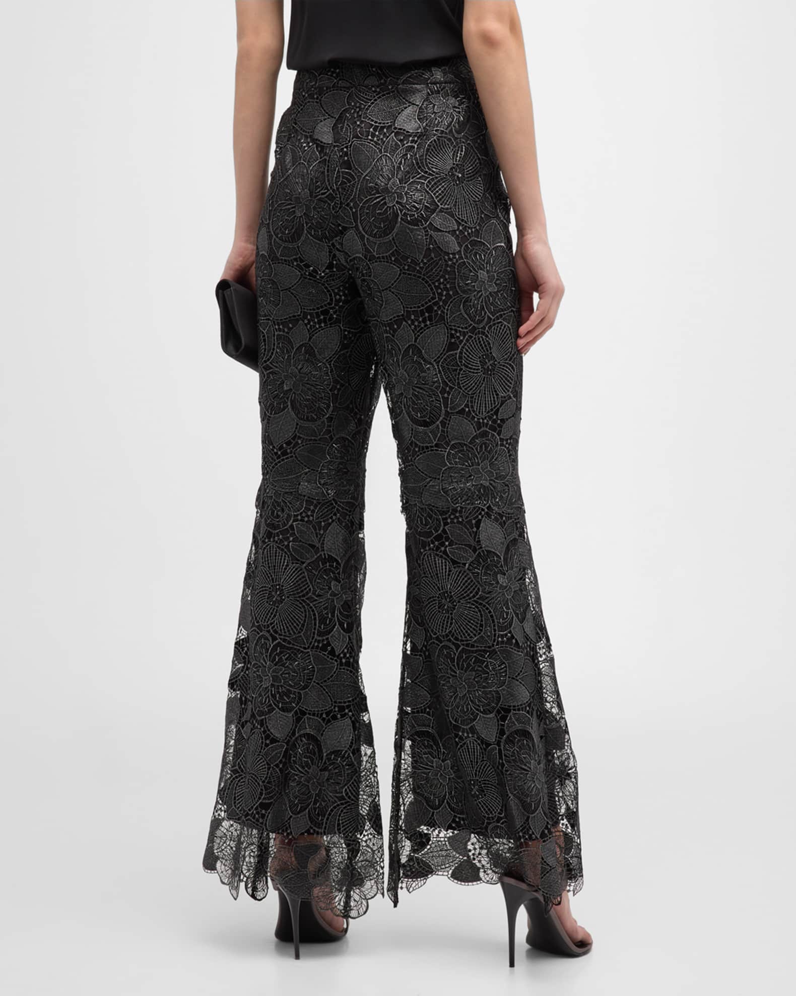 Wide-leg floral lace pants