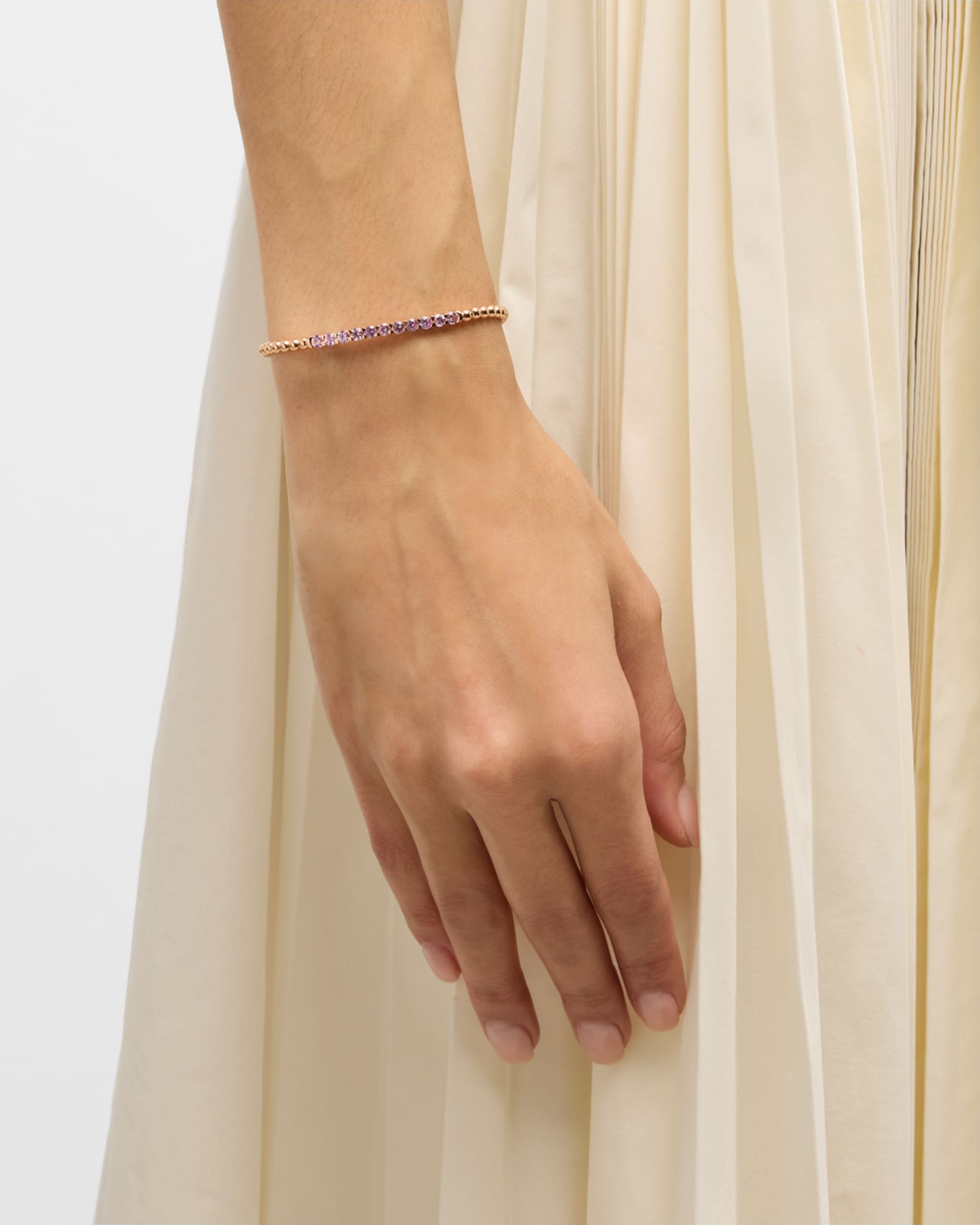 Rainbow 18K Rose Gold Pink Sapphire Stretch Bracelet  1