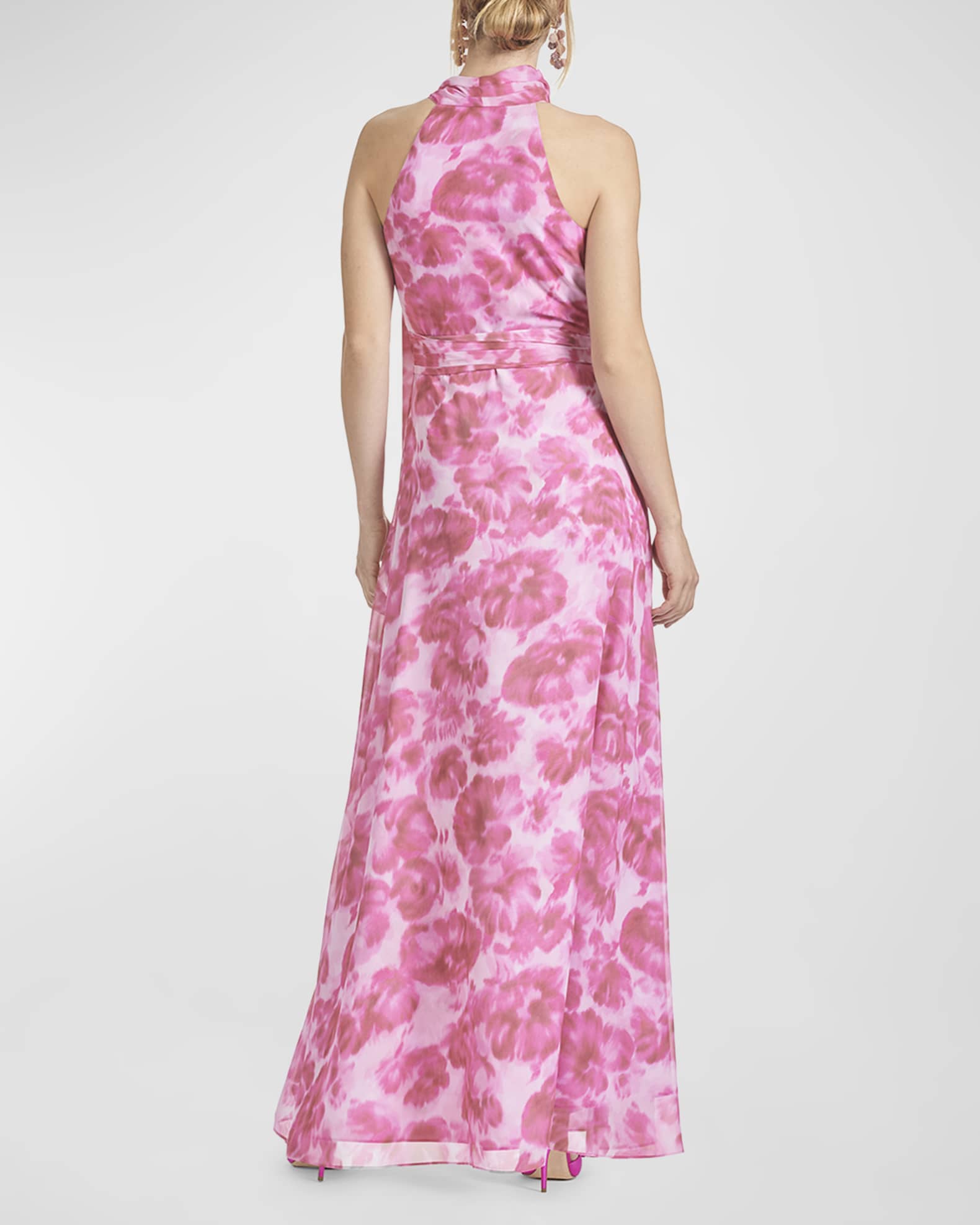 Sachin & Babi Kayla Floral-Print Chiffon Halter Gown | Neiman Marcus