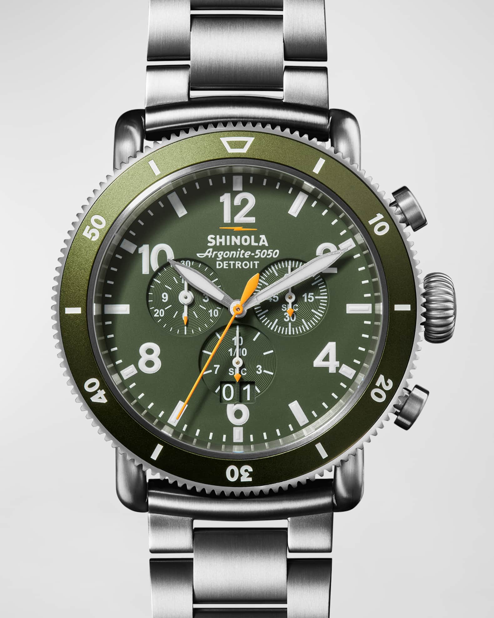 Men's Runwell Sport Chrono Leather and Titanium Watch Gift Set  0