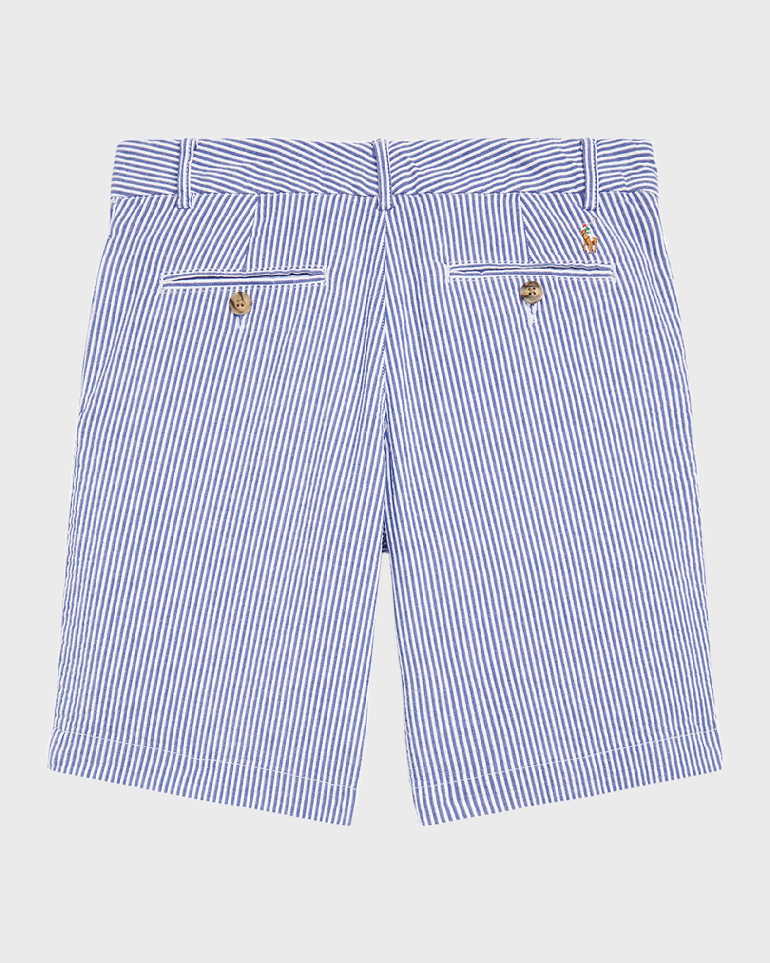 Boy's Seersucker Preppy Shorts, Size 8-20 1