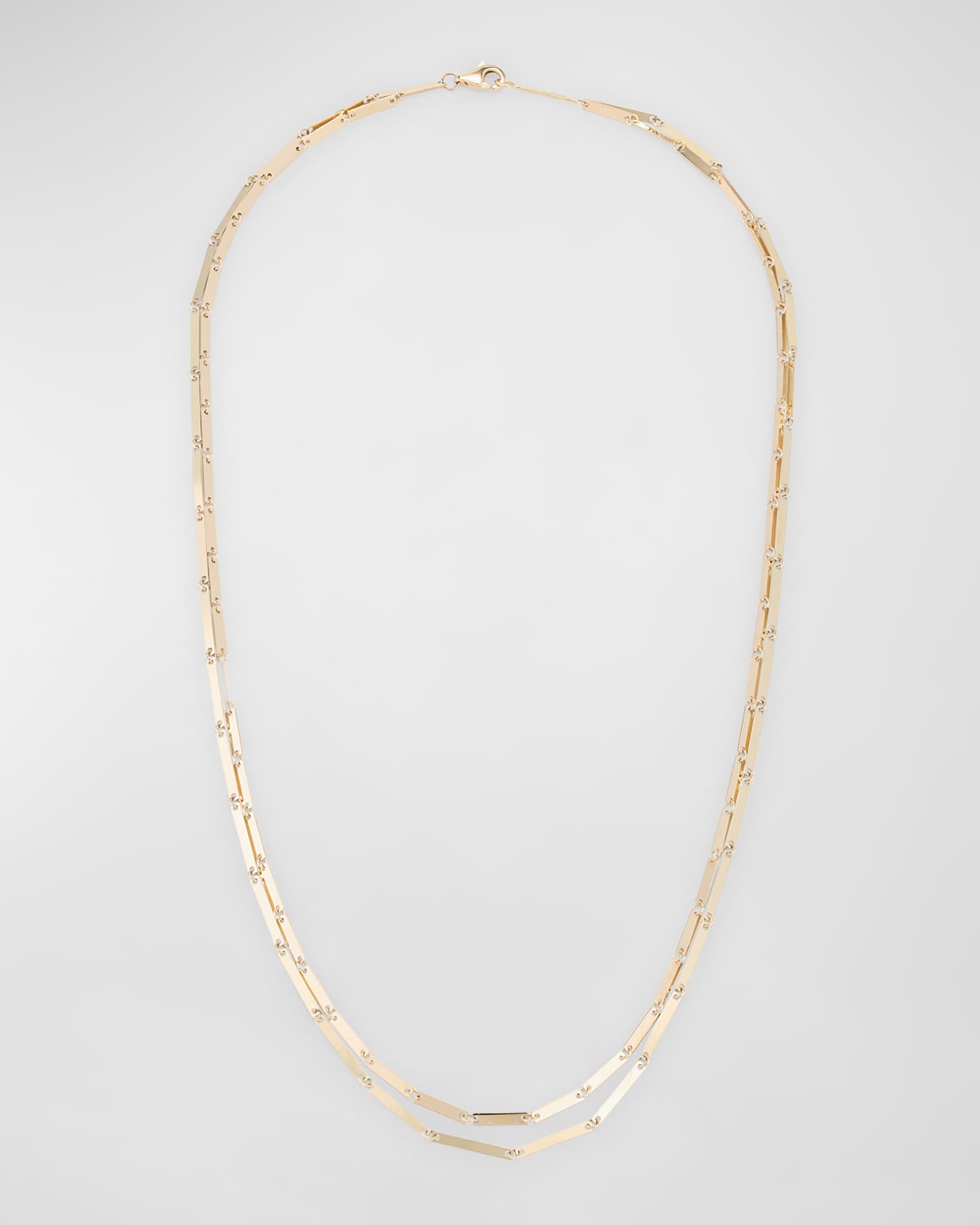 14K Yellow Gold Laser Mini Rectangle Double-Strand Necklace, 17.5" 0