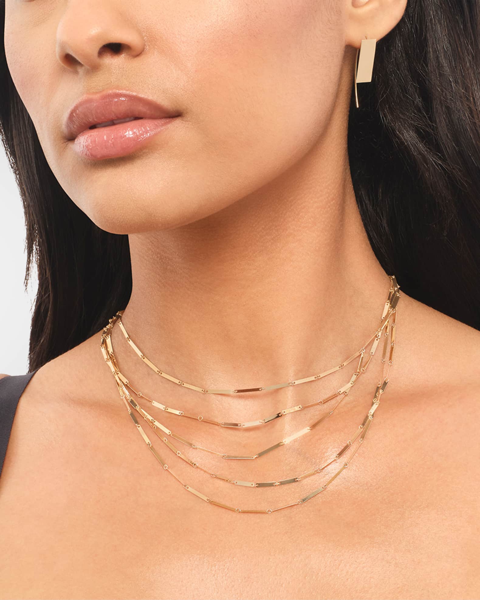14K Yellow Gold Laser Mini Rectangle 5-Strand Necklace, 15" 1