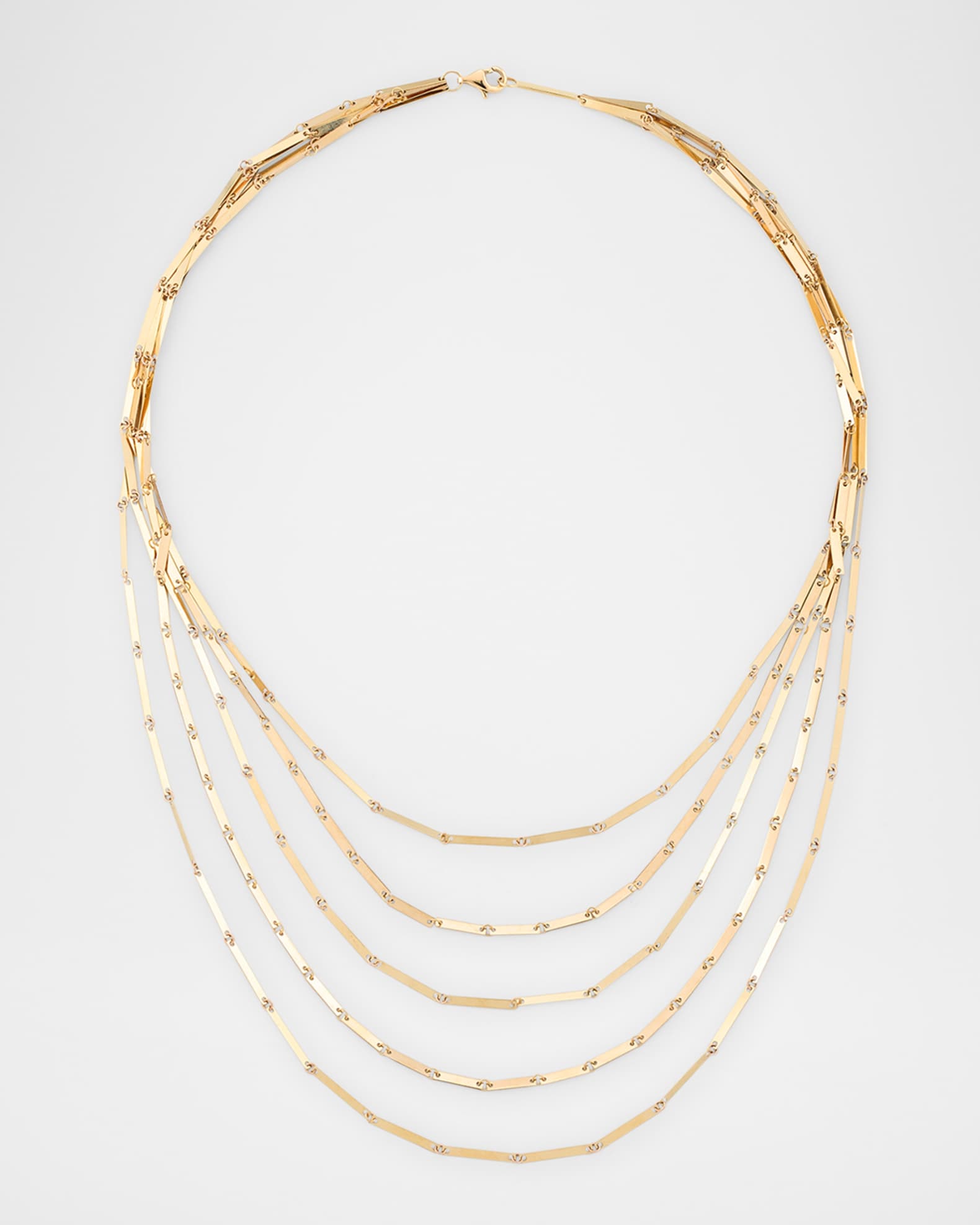14K Yellow Gold Laser Mini Rectangle 5-Strand Necklace, 15" 0