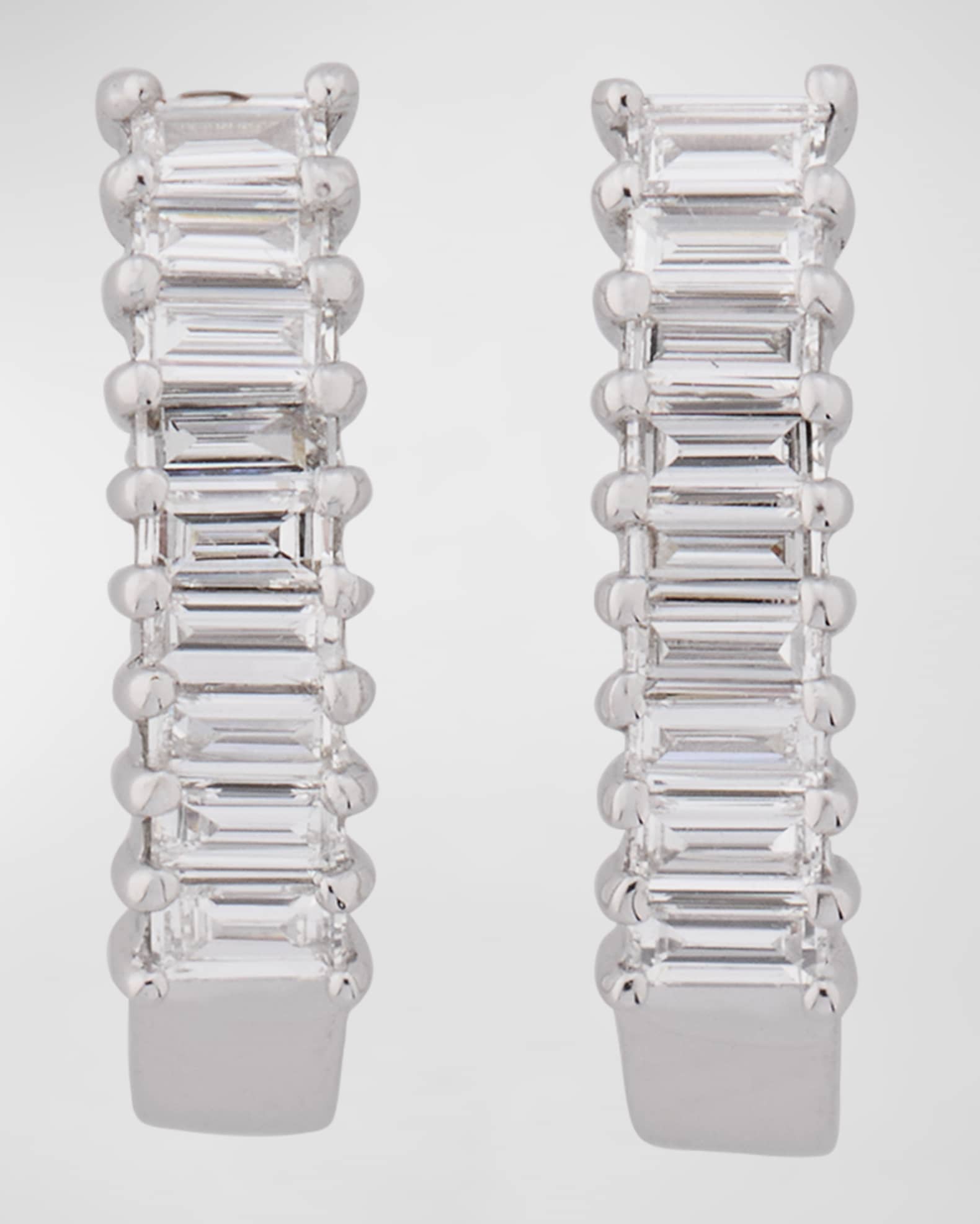 14K Gold Baguette Diamond Huggie Earrings, 0.5 tcw 0