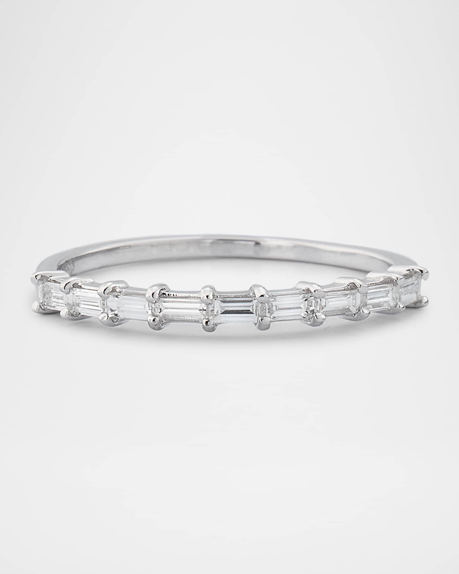 14K Gold Baguette Diamond Half Eternity Band Ring 0