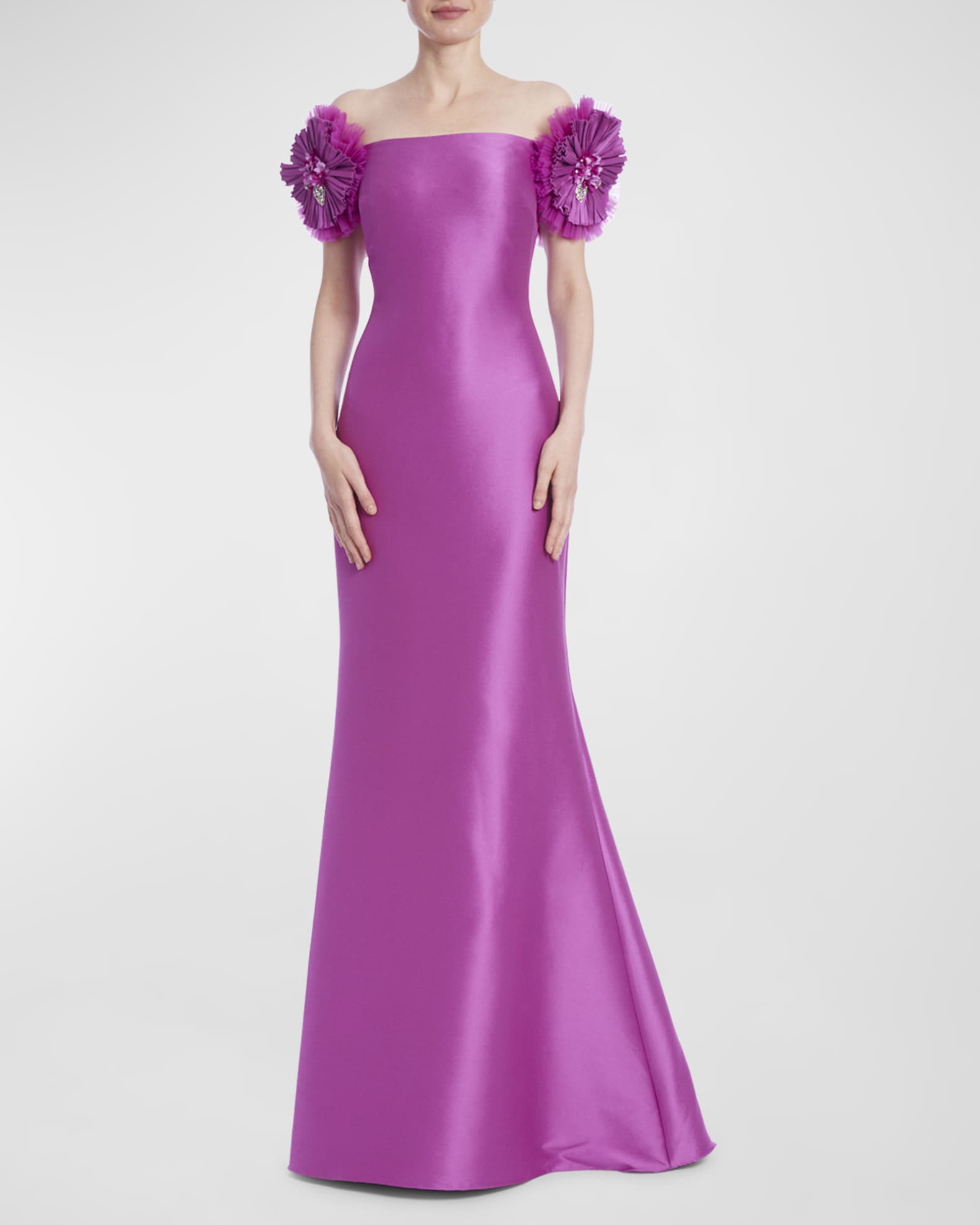 Badgley mischka off the shoulder gown cheap